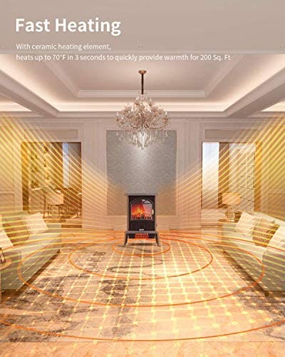 Electric Fireplace Stove Freestanding Stove Portable Indoor Space Heater 1000w/1500w with 1 Side Fire & Cold Touch Shell & Overheating and Dumping Protection & Temperature Control System