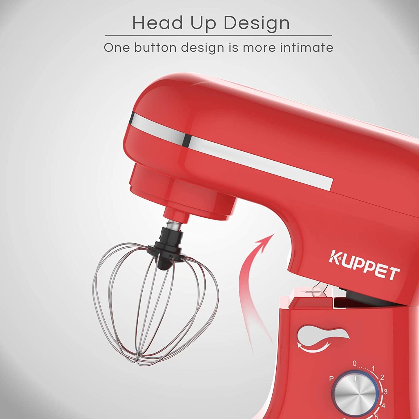 Stand Mixer, Food Mixer with Tilt-Head, 8-Speeds Electric Mixer, Included Dough Hook, Wire Whip & Beater, 4.5L Stainless Steel Bowl - Red