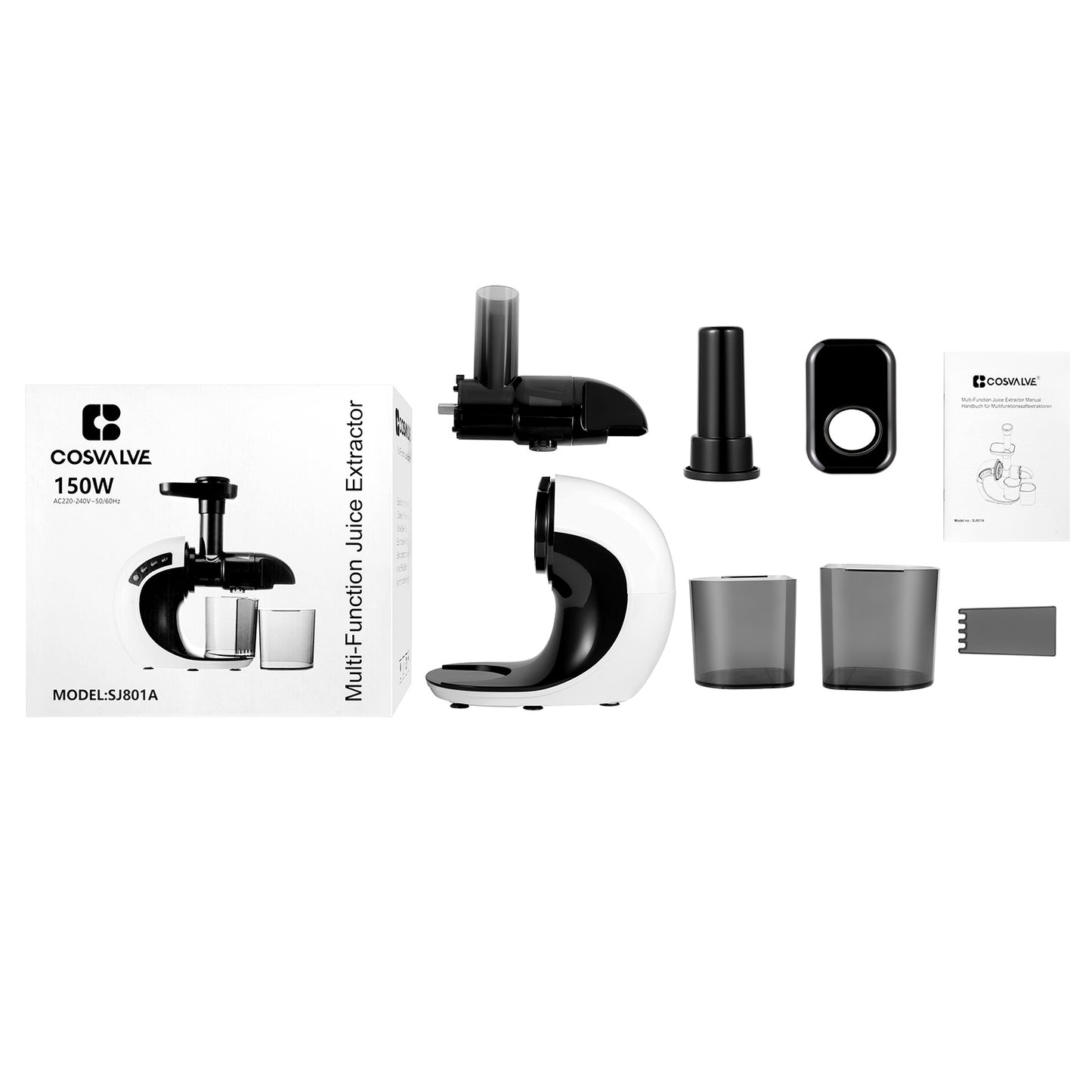 Masticating Juicer Extractor Slow Juicer Cold Press - White