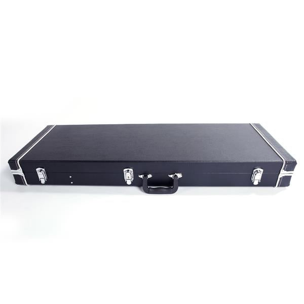Glarry ST High Grade Electric Guitar Square Hard Case Microgroove Flat Black