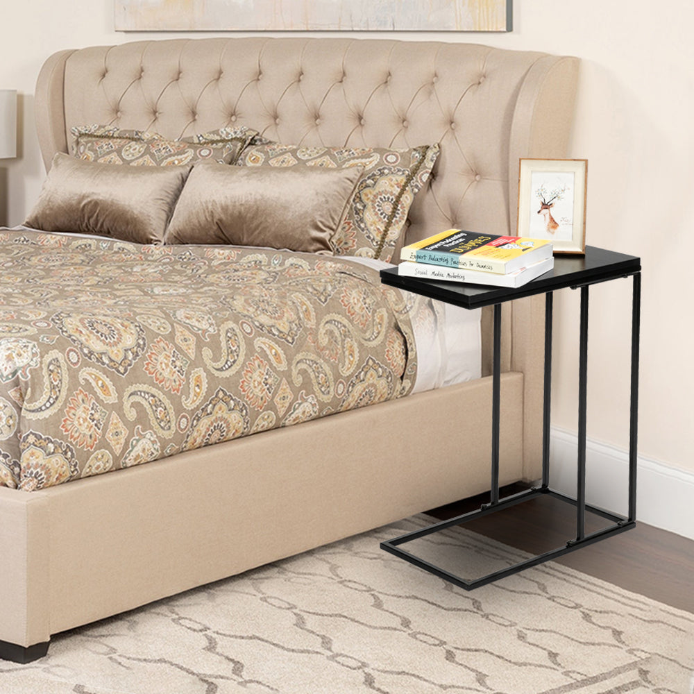 Artisasset Black MDF Countertops Grey Wrought Iron Base Single Layer Snack Table