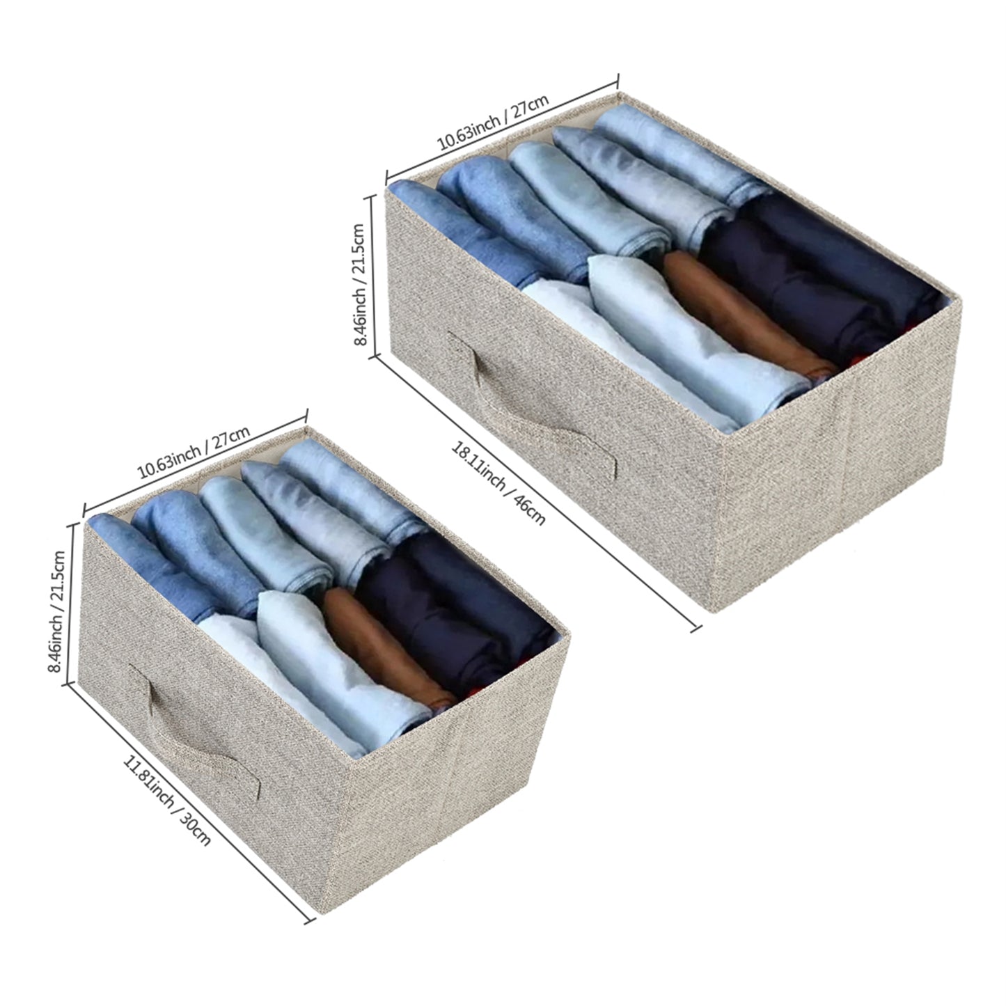 2-Tier Wide Closet Dresser, Nursery Dresser Tower With 5 Easy Pull Fabric Drawers And Metal Frame, Multi-Purpose Organizer Unit For Closets, Dorm Room, Living Room, Hallway, Linen/Natural