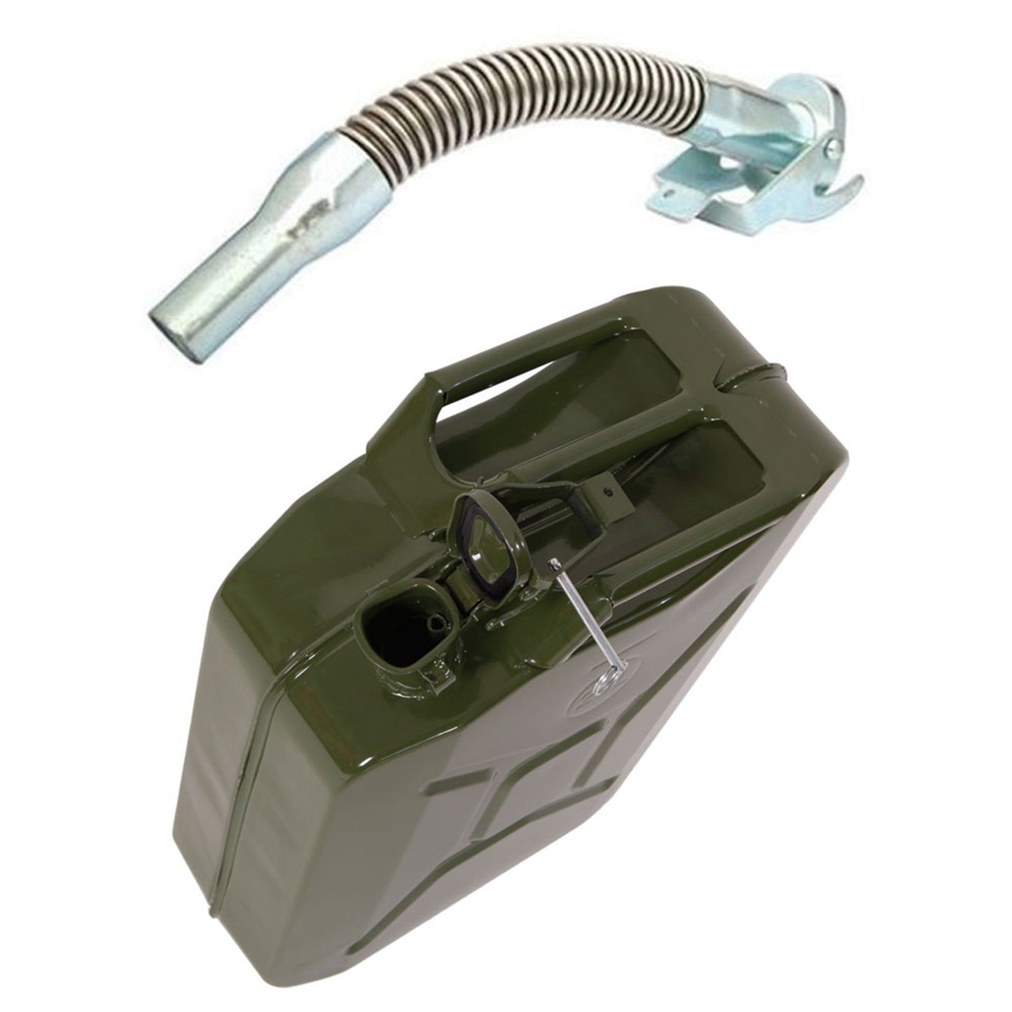20L 0.6mm Fuel Oil Petrol Diesel Storage Can with British Style Pour Tube Army Green