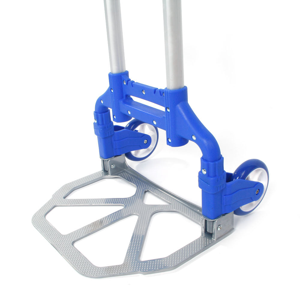 Portable Folding Collapsible Aluminium Cart Dolly Push Truck Trolley - Blue