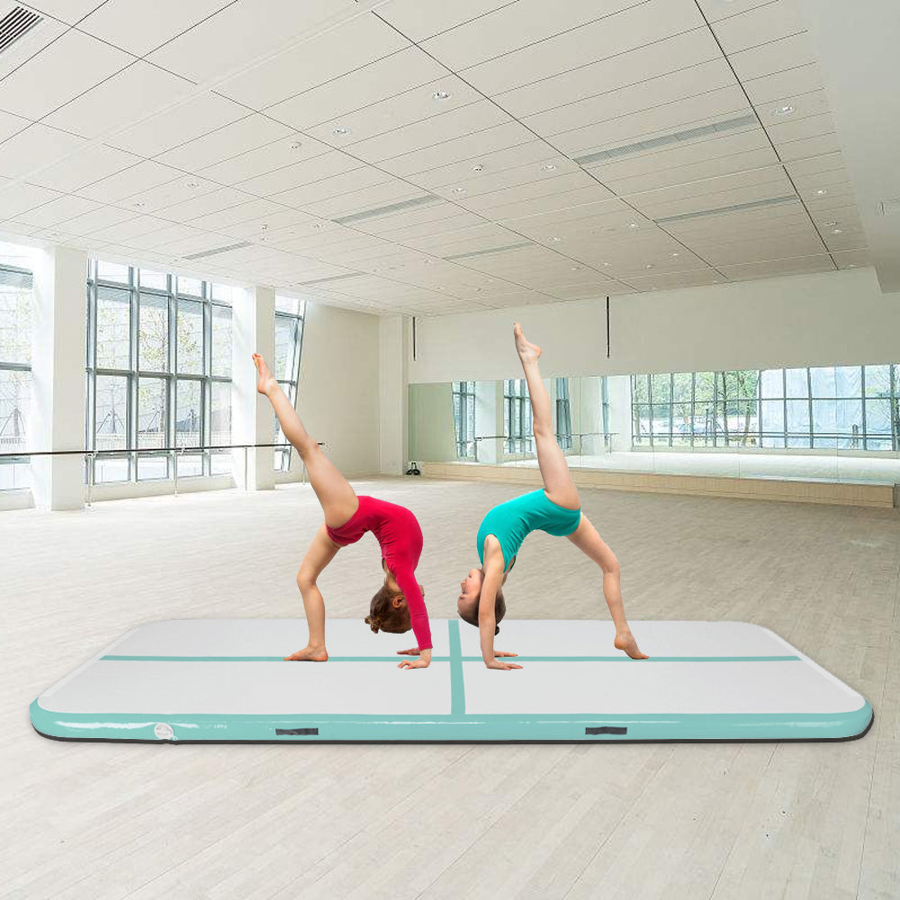 10' x 3.3' Inflatable Gymnastic Mat Tumbling Mat with Pump Air Floor for Home Use, Beach, Park and Water Green & Gray - LiamsBargains.co.uk