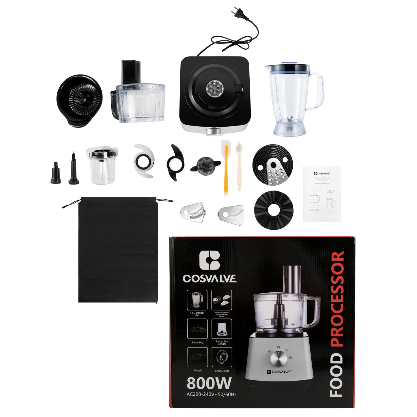 Food Processor 9-in-1 Multifunctional Food Mixer - Silver