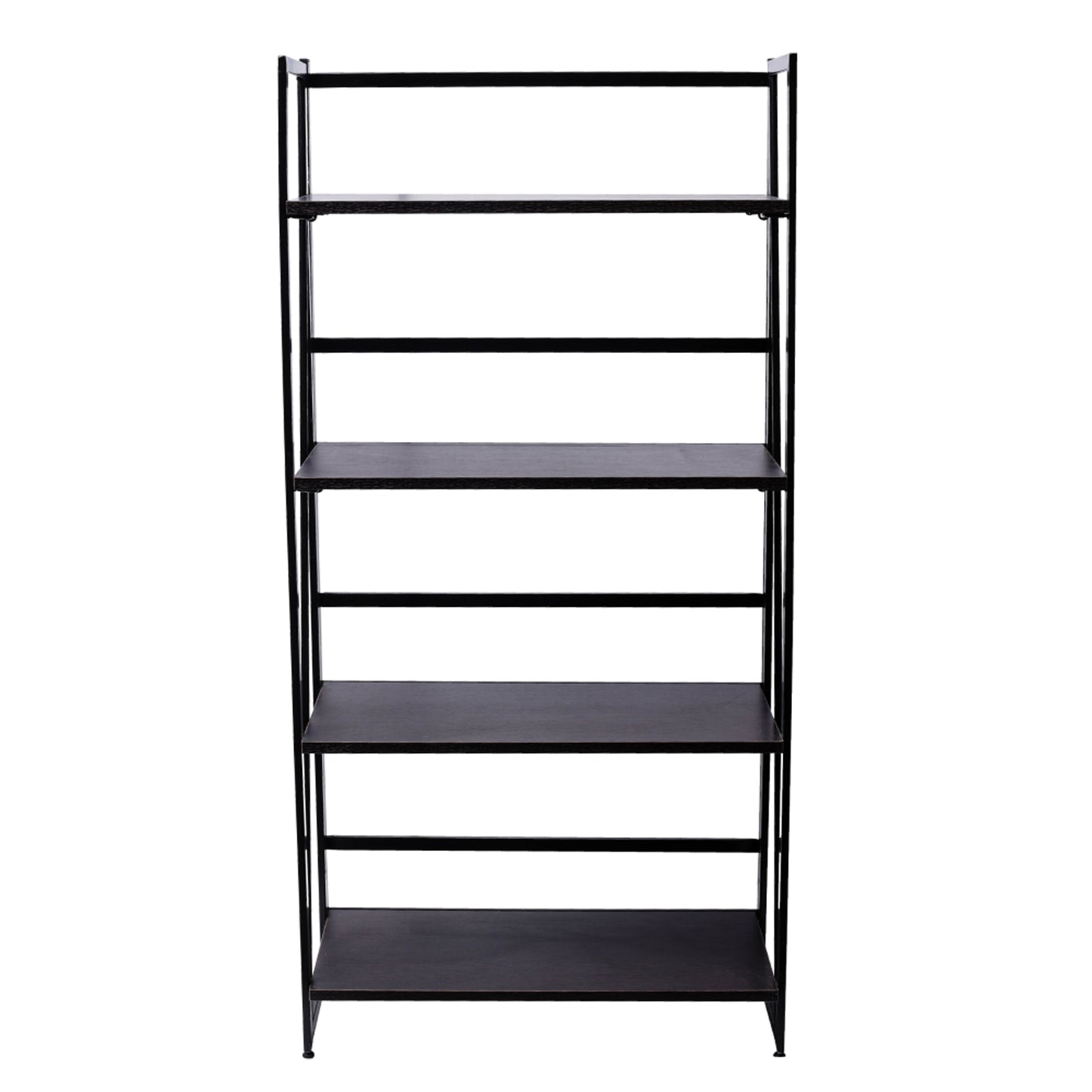 Folding Bookshelf Home Office Industrial Bookcase Wooden Storage Shelves Vintage 4 Tiers Book Rack Organizer