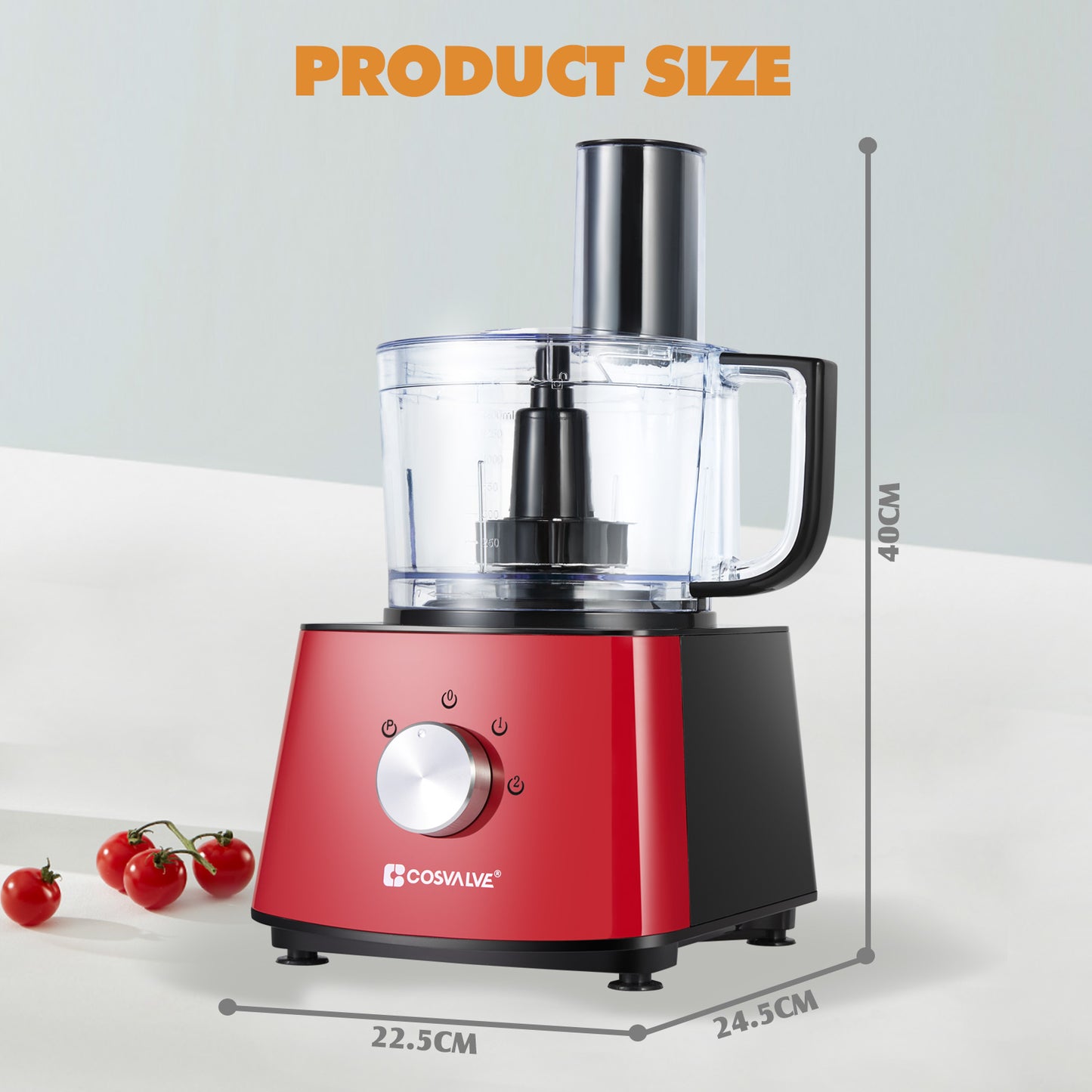 Food Processor 9-in-1 Multifunctional Food Mixer - Red