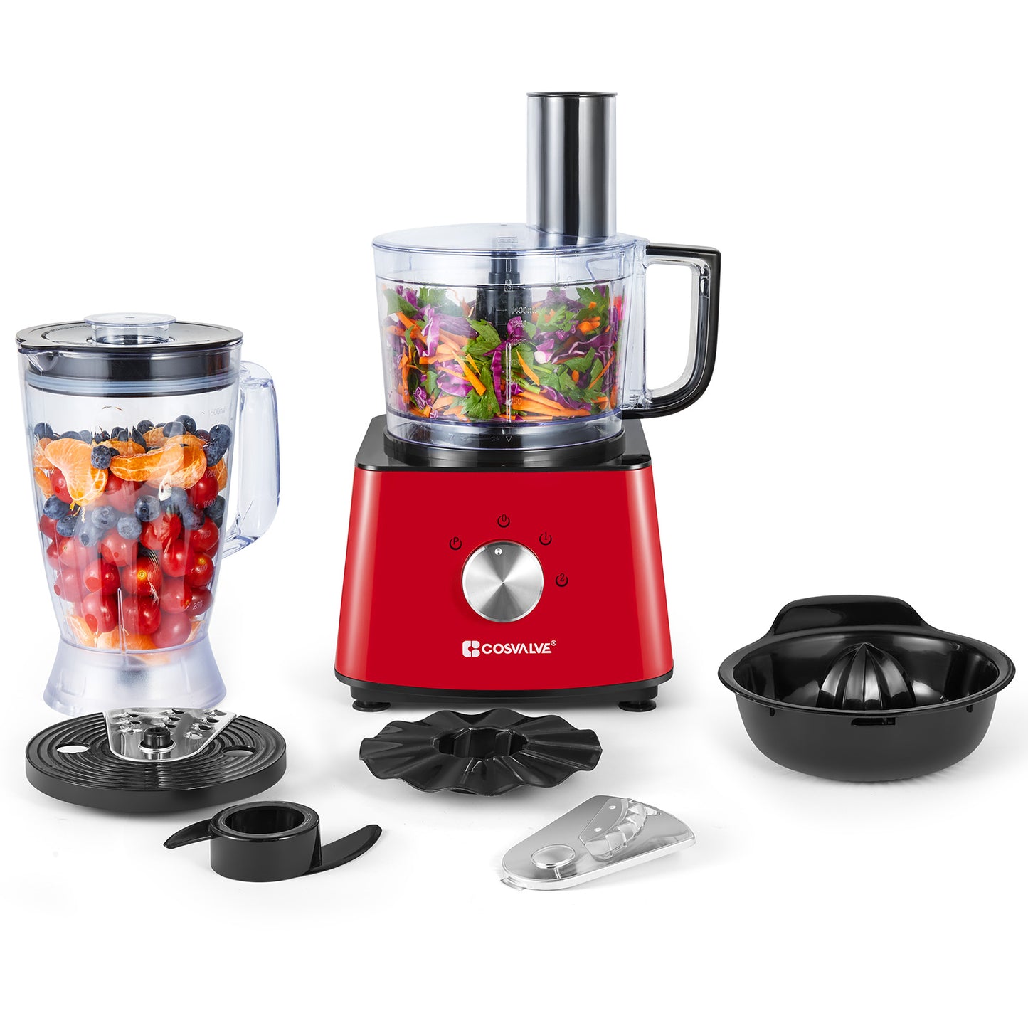 Food Processor 9-in-1 Multifunctional Food Mixer - Red