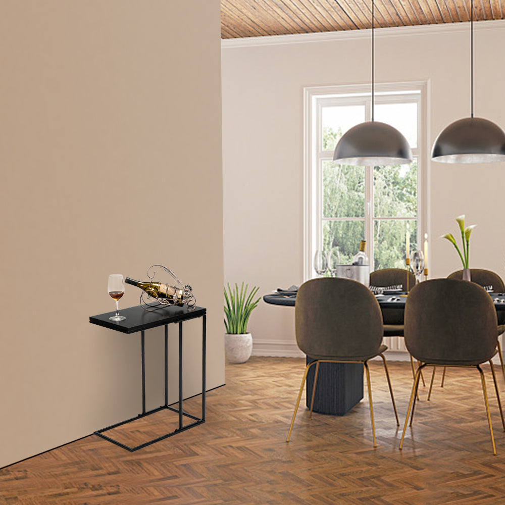 Artisasset Black MDF Countertops Grey Wrought Iron Base Single Layer Snack Table