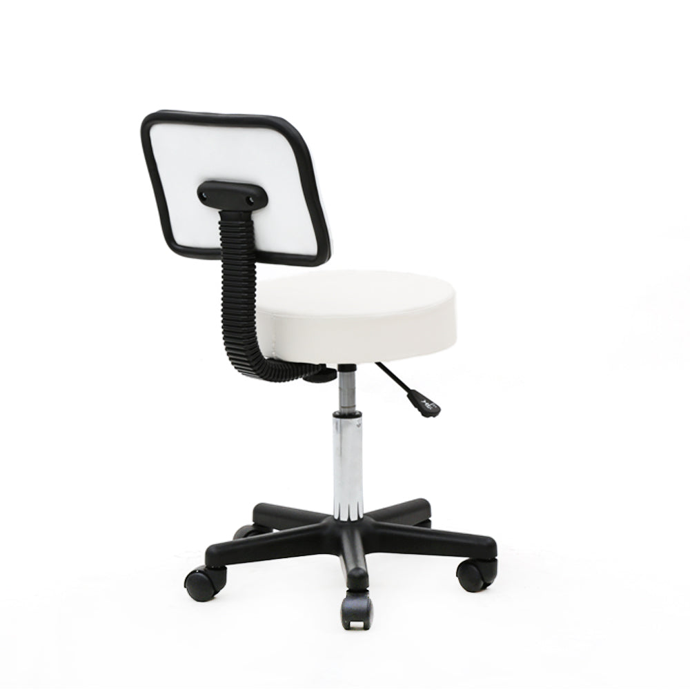 Round Shape Plastic Adjustable Salon Stool with Back White
