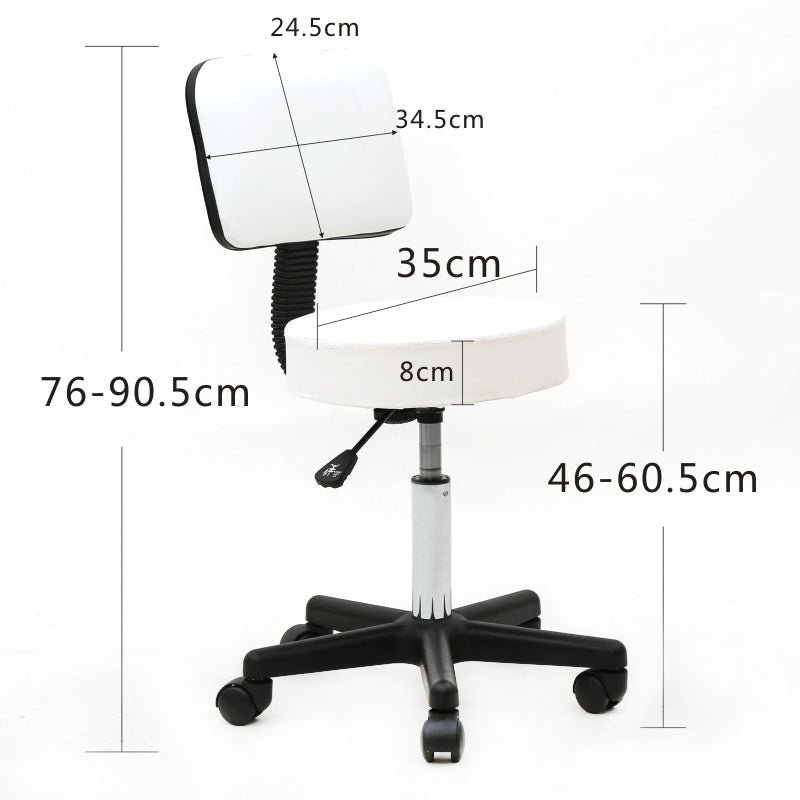 Round Shape Plastic Adjustable Salon Stool with Back White