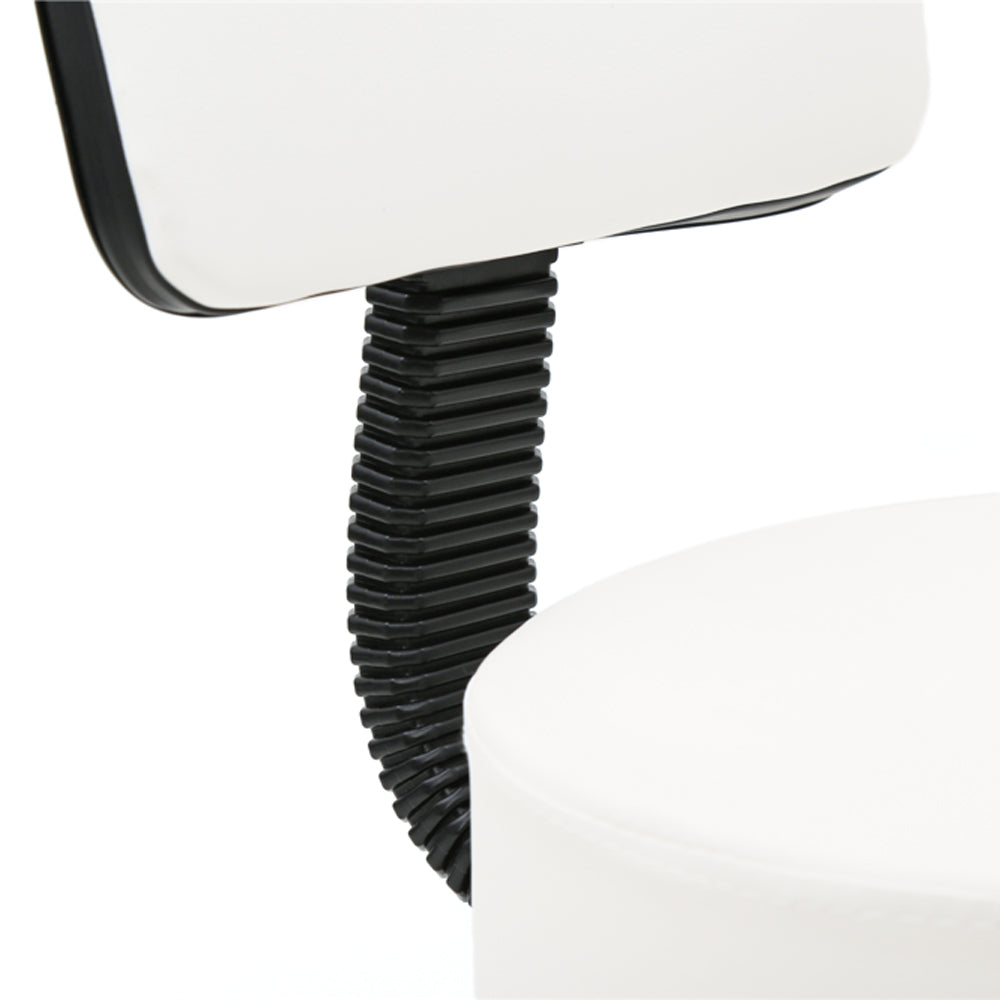 Round Shape Plastic Adjustable Salon Stool with Back White