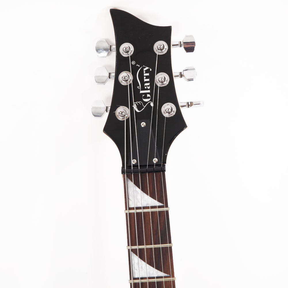 Glarry Flame Electric Guitar HSH Pickup Shaped Electric Guitar Pack Strap Picks Shake Cable Wrench Tool Black