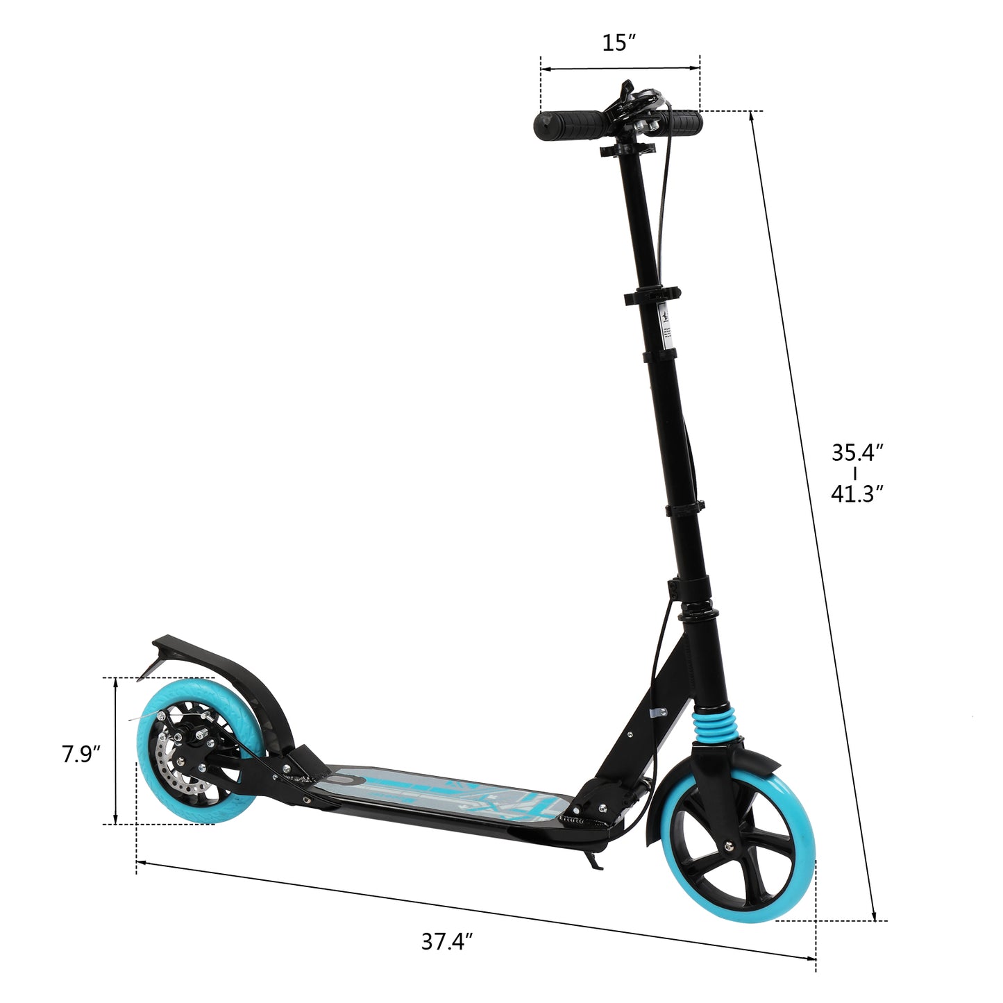 Scooter For Adult and Teens,3 Height Adjustable Easy Folding Double Shock Absorber Light Blue - LiamsBargains.co.uk
