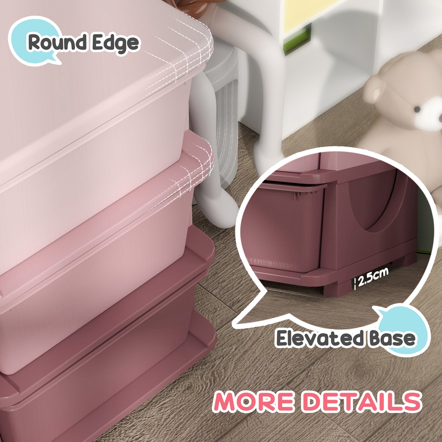 HOMCOM Kids Storage Unit, with Nine Drawers - Pink