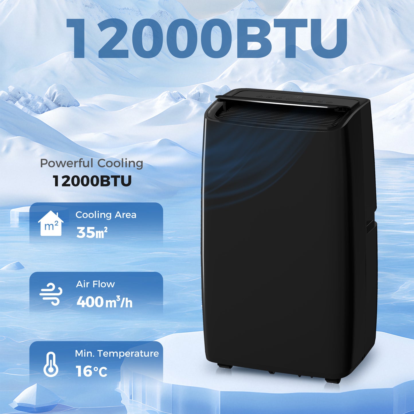 HOMCOM Portable Air Conditioner 12000 BTU BTU, 4-in-1 Air Conditioning Unit, Dehumidifier, Cooling, Fan, Child Lock, 35 mÂ²
