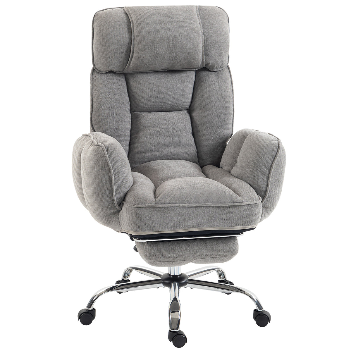 HOMCOM Executive Office Chair Height Adjustable Desk Chair Reclining Flip-up Armrest Footrest, Grey Default Title