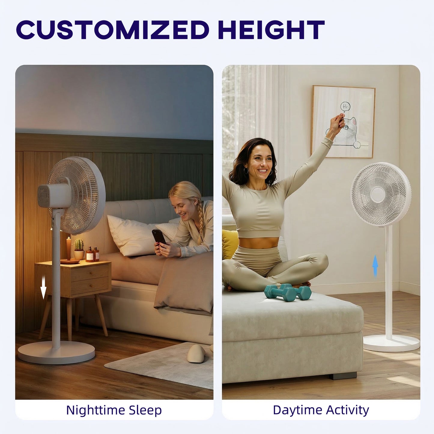 HOMCOM 40 cm Standing Fan, Cooling Floor Fan with 80Â° Oscillating, Adjustable Tilt and Height, 4 Speed, Remote Control, White