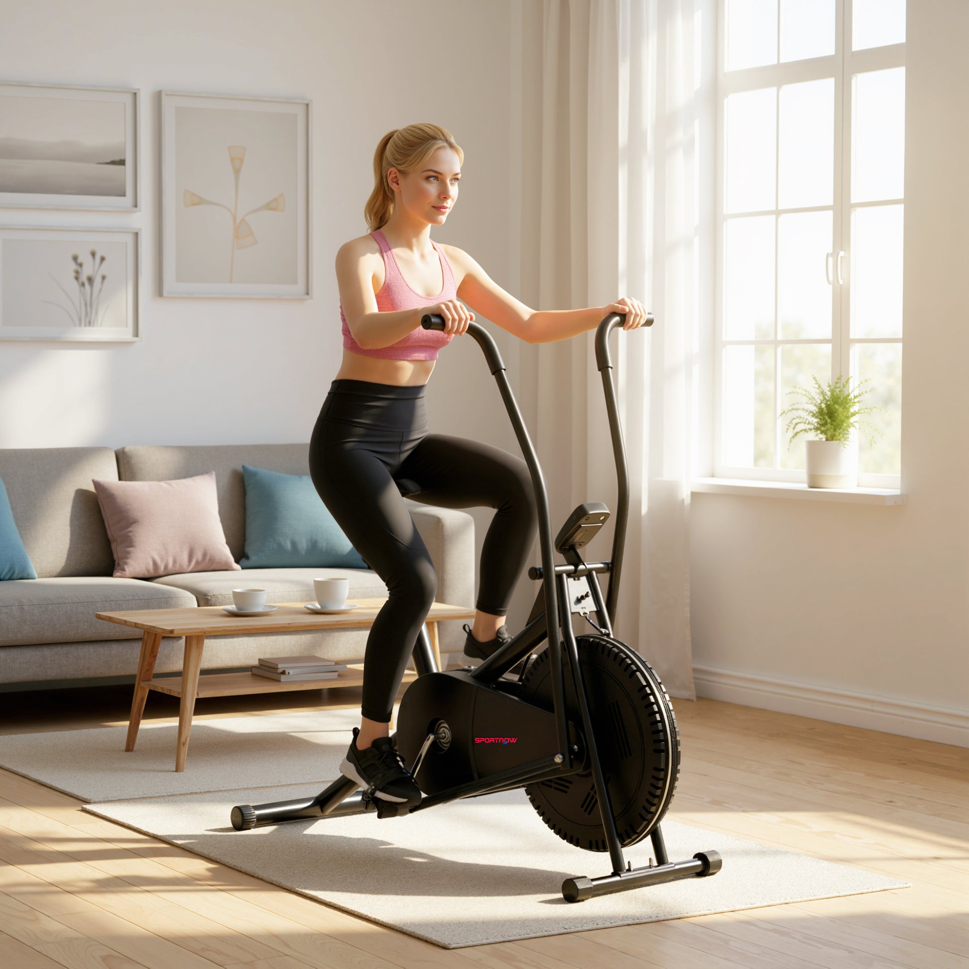 SPORTNOW Exercise Bike with Adjustable Seat, LCD Display for Home Gym