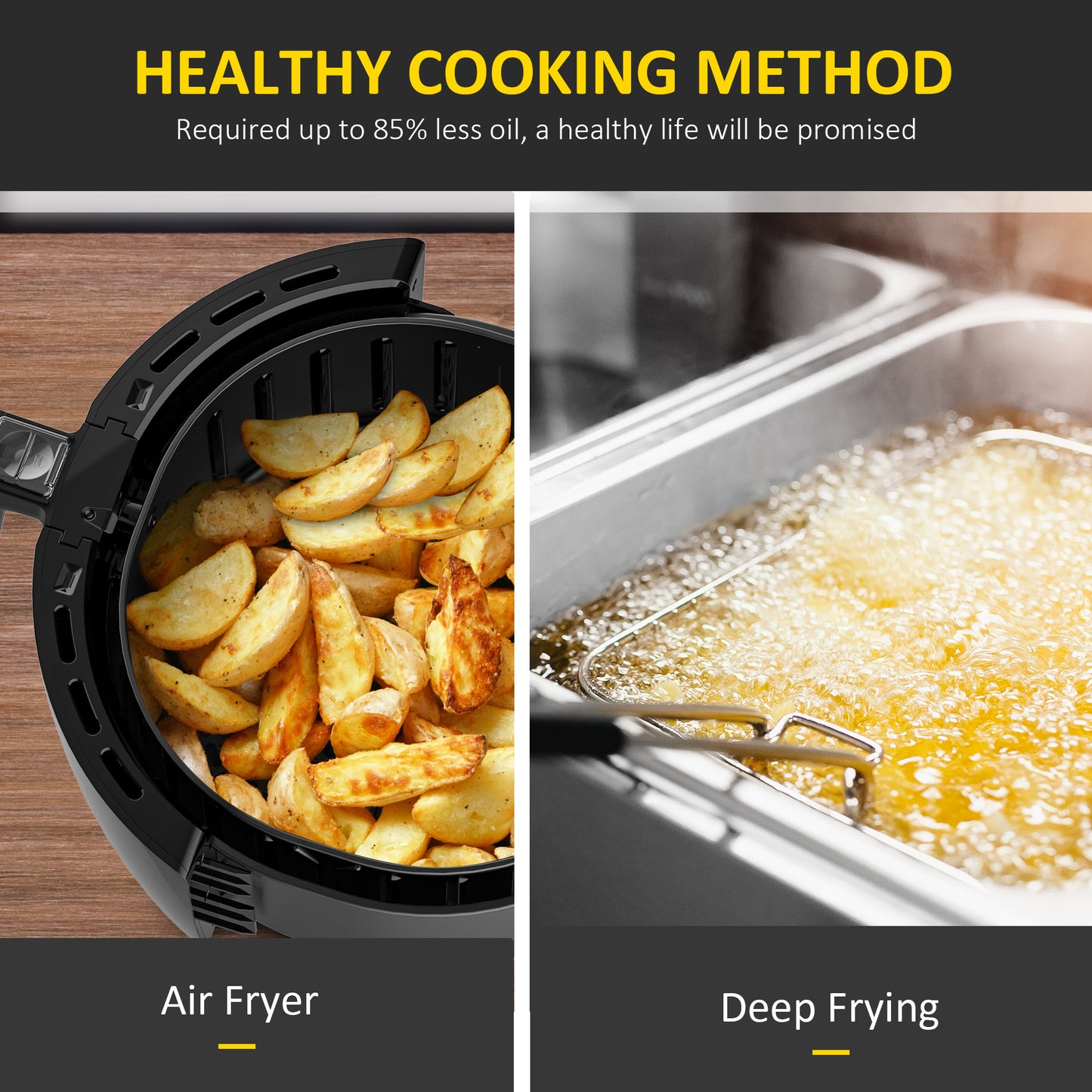 HOMCOM 5.5L 1700W Air Fryer, with Digital Display, 80-200â„ƒ Temperature