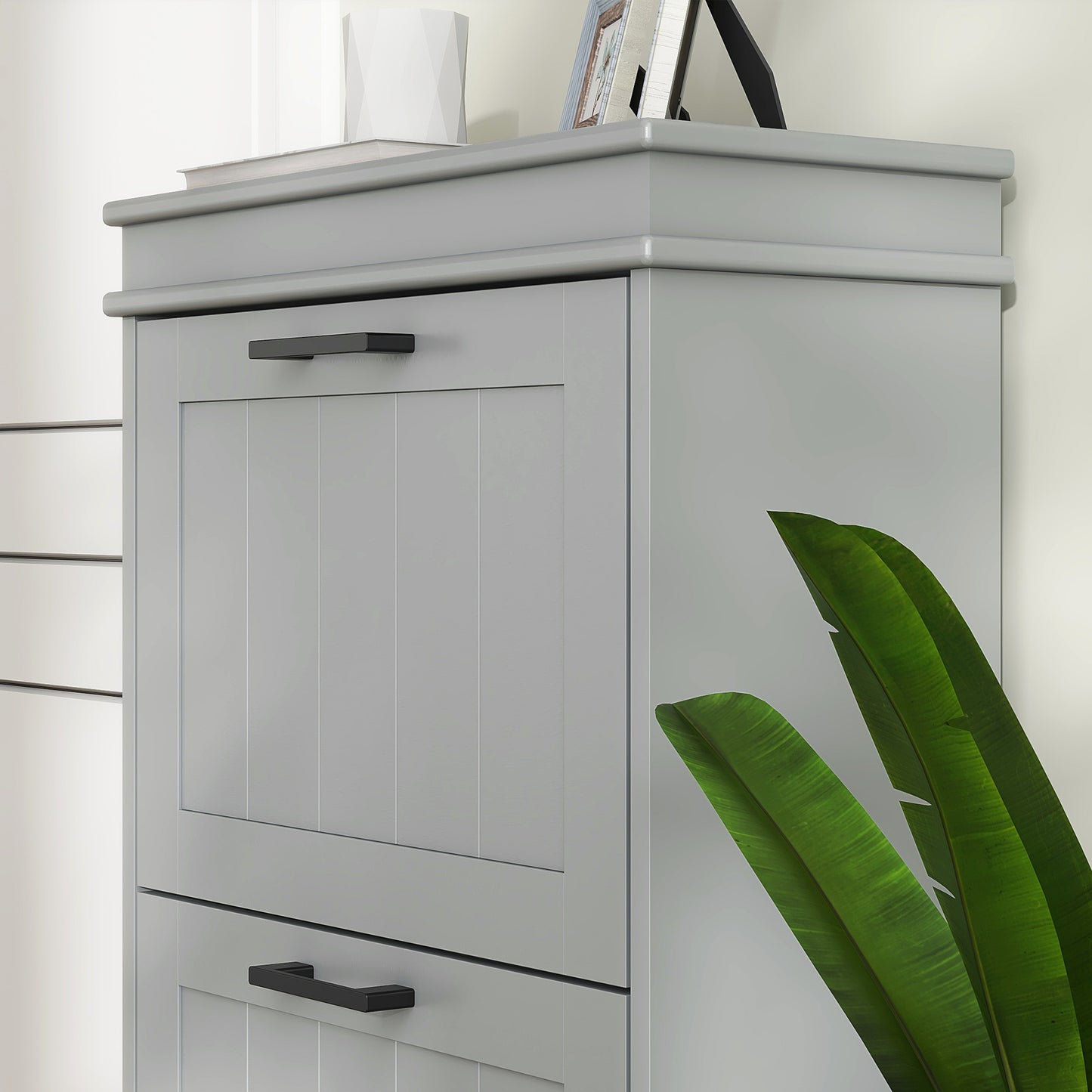 HOMCOM Three-Drawer Minimalistic Shoe Cabinet - Grey