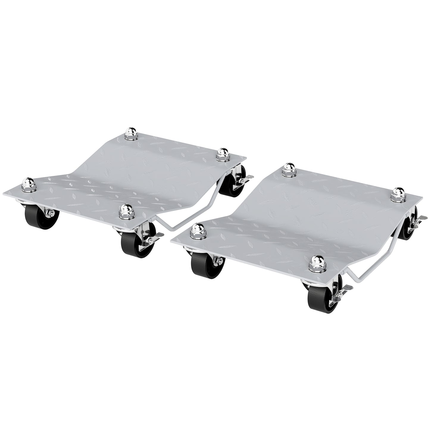 DURHAND Two-Piece Car Wheel Dolly with Swivel Casters, Non-Slip Metal Plates, 680kg Capacity, Grey Default Title