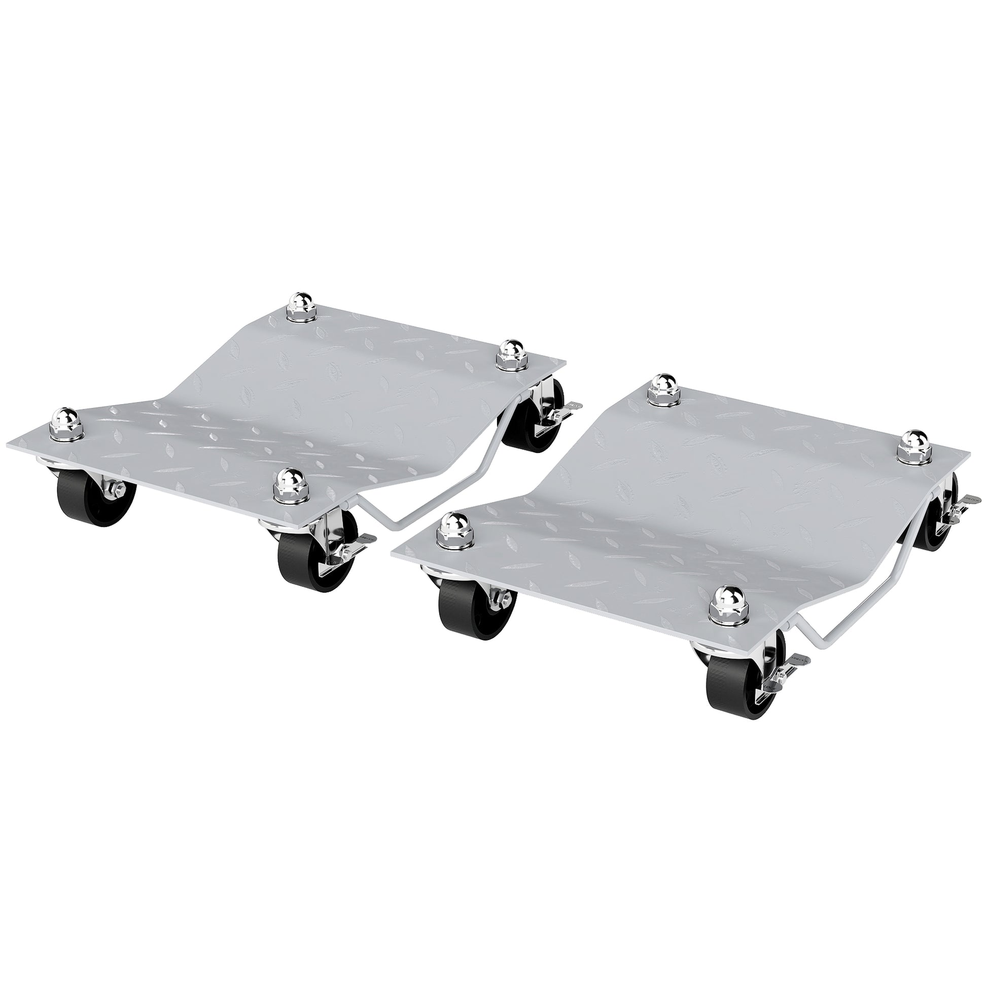 DURHAND Two-Piece Car Wheel Dolly with Swivel Casters, Non-Slip Metal Plates, 680kg Capacity, Grey Default Title