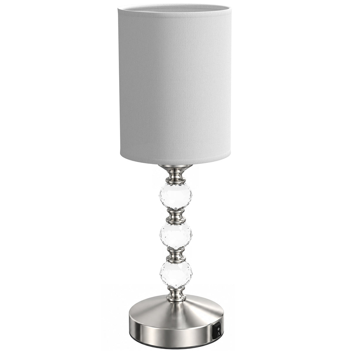 HOMCOM Bedside Lamp, Modern Crystal Decoration Table Lamp w/ PVC shade, USB A+C Charging Ports, Bulb Not Included, Silver Tone Default Title