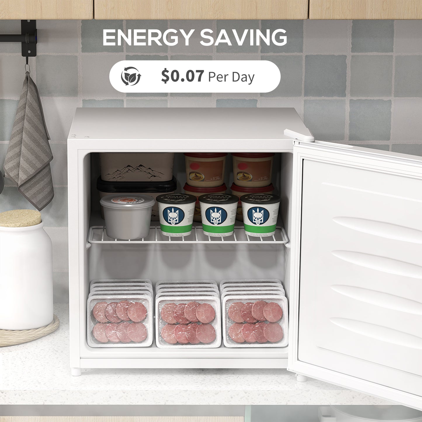 HOMCOM 35L Mini Freezer, -24 to -14 Temperature - White