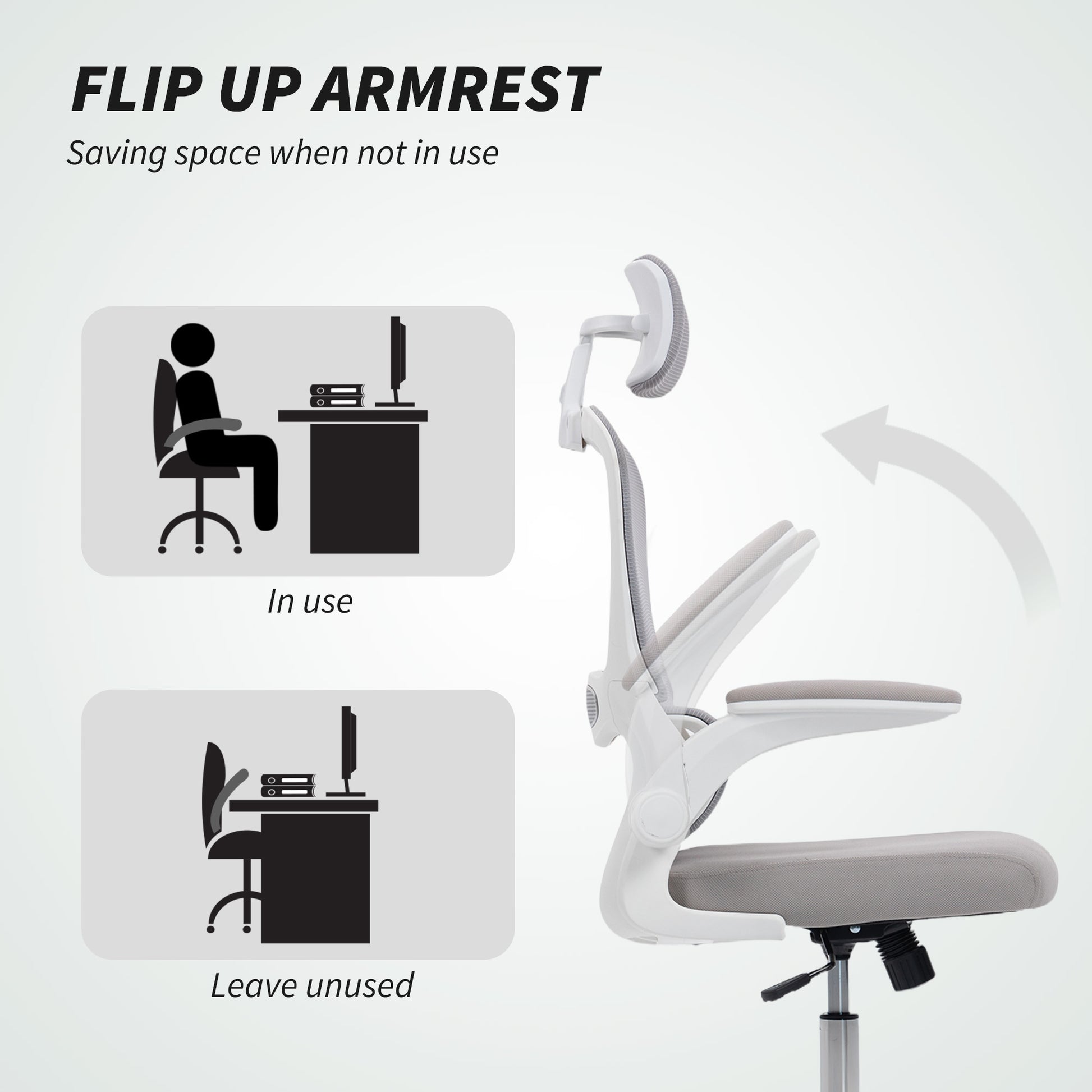HOMCOM Mesh Back Office Chair, with Lumbar Support - Grey