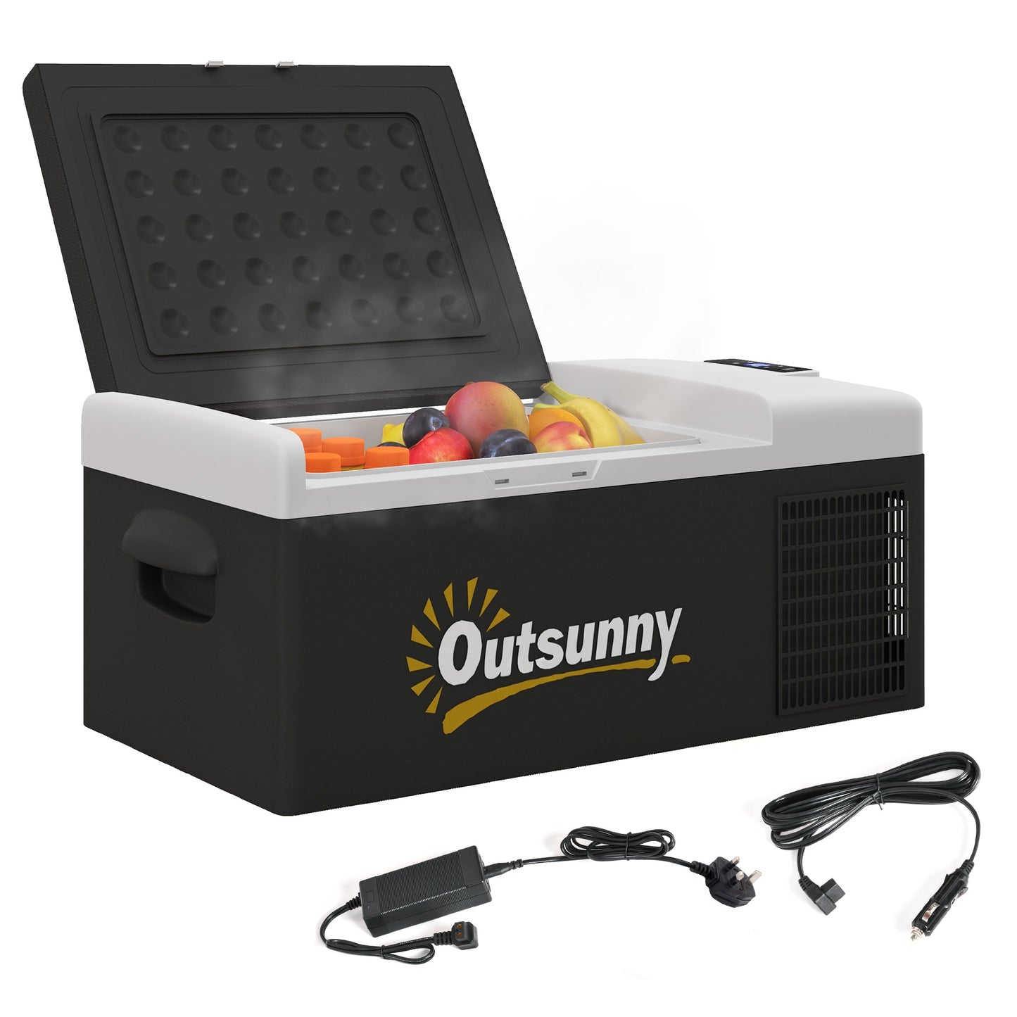 Outsunny 16L Portable Car Fridge, -20â„ƒ to 10â„ƒ Adjustable Temperature - Black/Grey