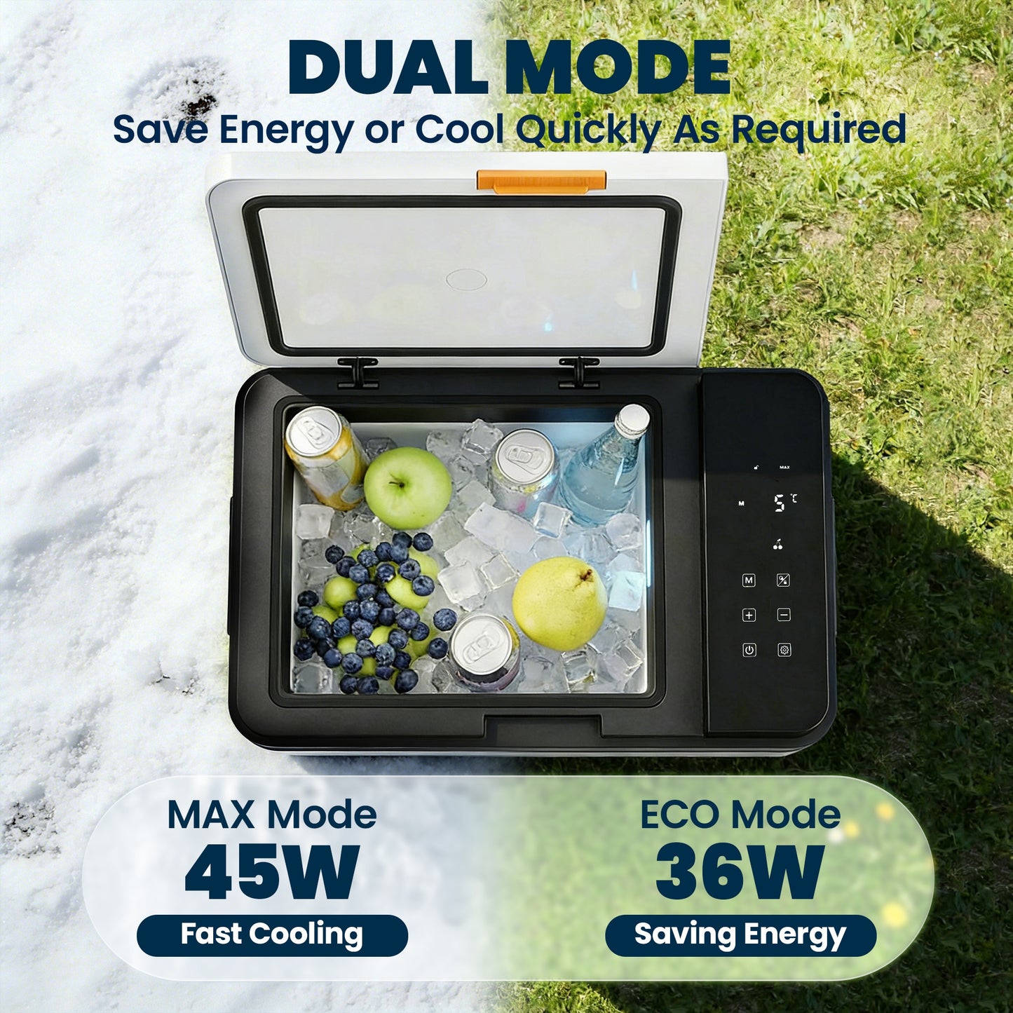 Outsunny 20L Compressor Car Fridge Freezer, Camping Refrigerator with App Control, 12/24V DC and 100-240V AC,