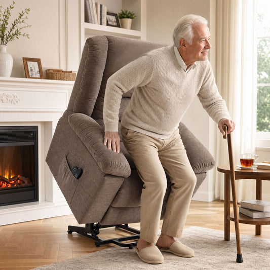HOMCOM Oversized Riser Recliner Chair with Massage and Heat, Power Lift Recliner for Elderly with Wide Seat and Back, Brown