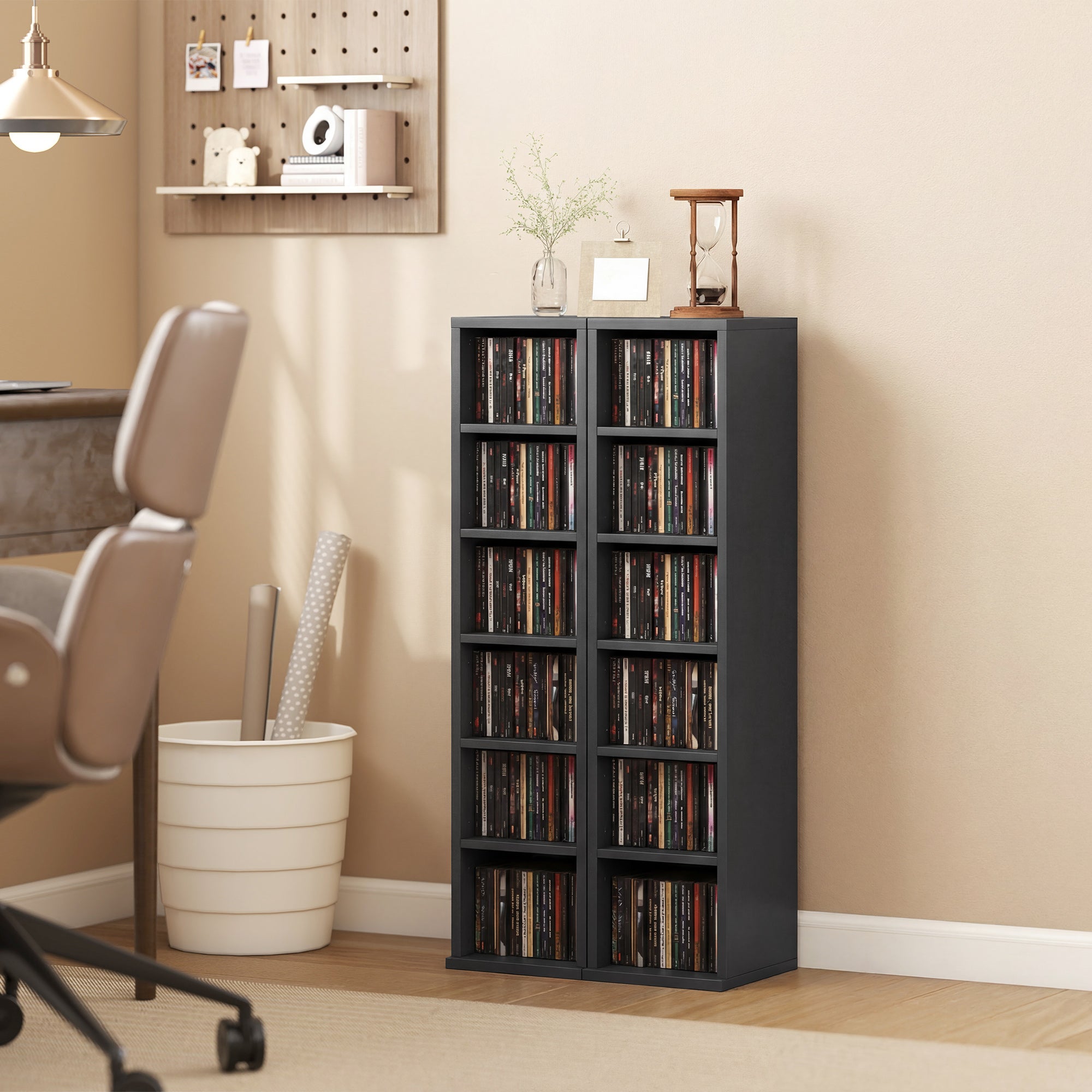 HOMCOM Set of 2 CD Media Display Shelf Unit Tower Rack with Adjustable ...
