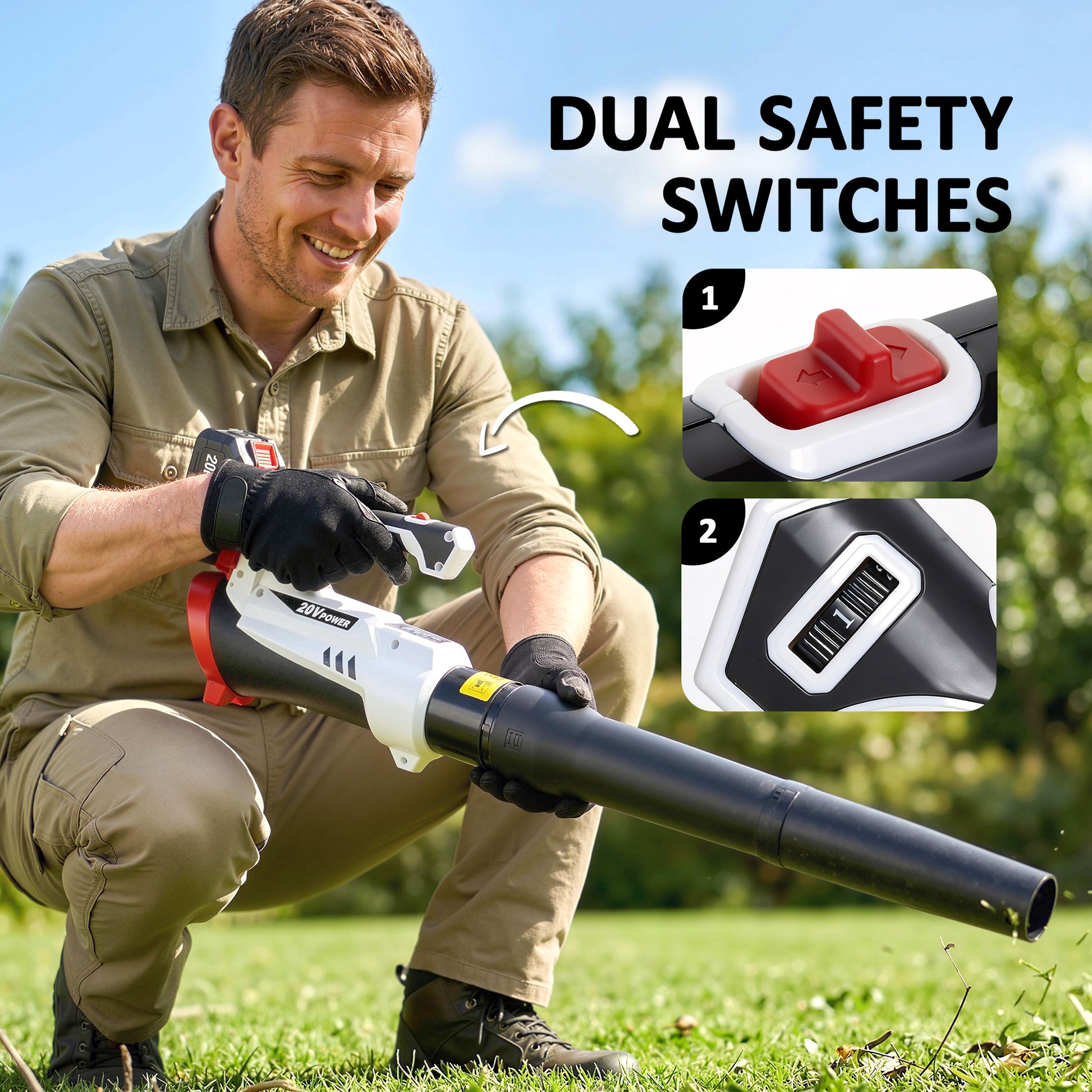 Outsunny Leaf Blower Cordless with 4000mAh Battery & Charger, 18V Lightweight Handheld Garden Blower with 6 Speed Levels