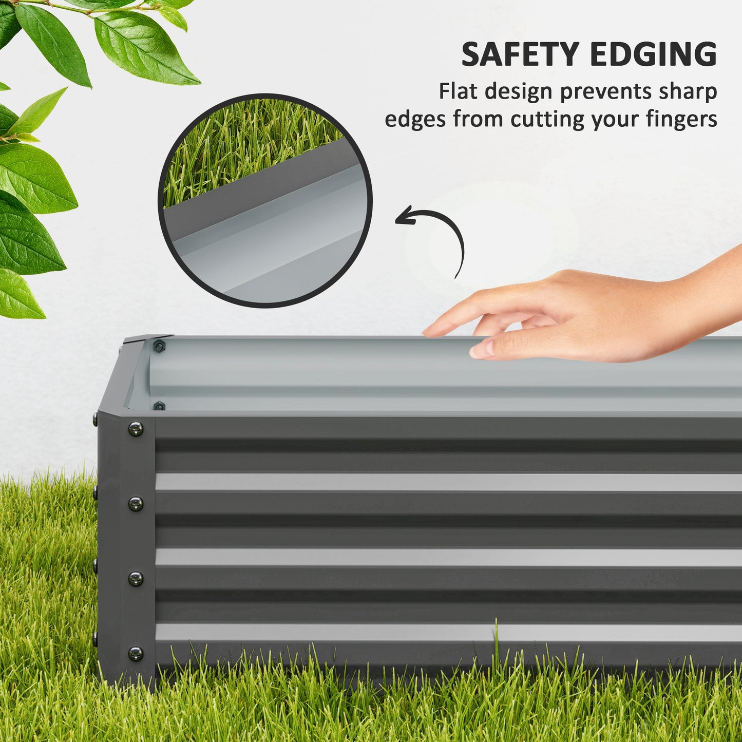 Outsunny Set of Two 110 x 50cm Steel Planter Boxes - Light Grey