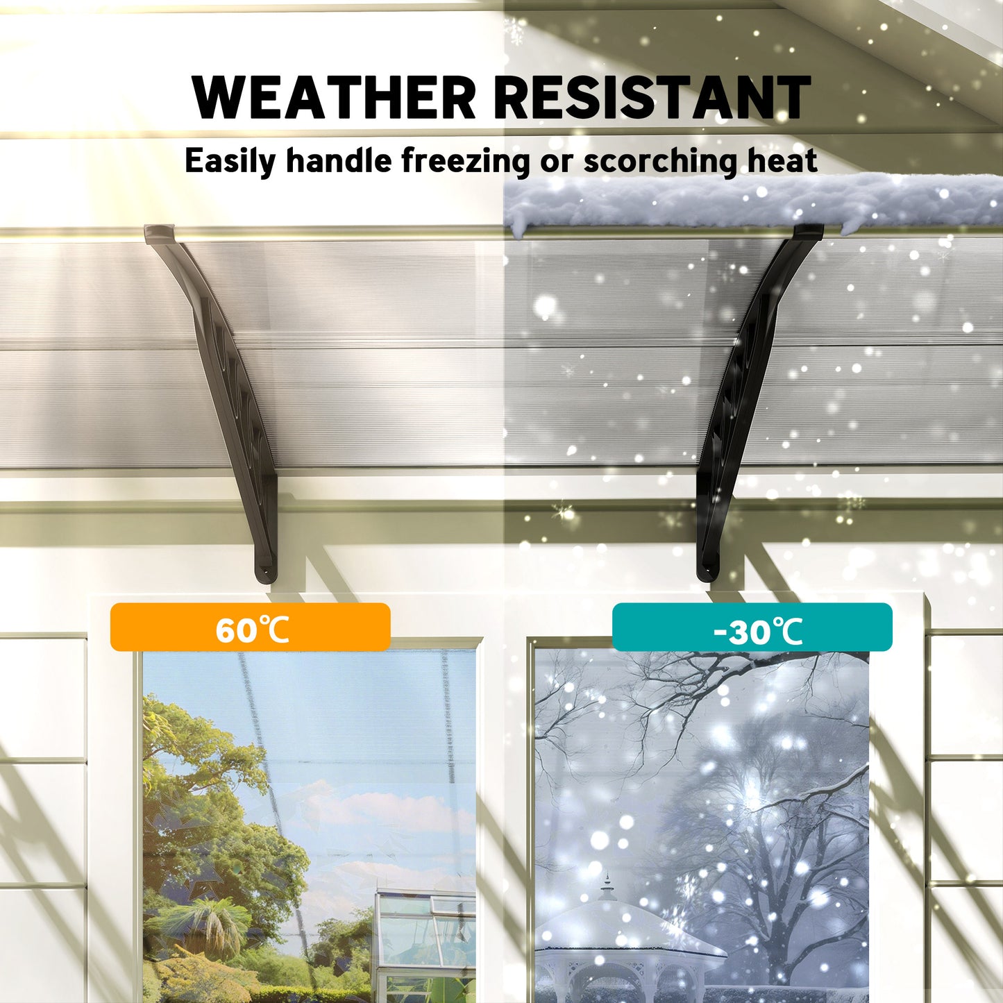 Outsunny Front Door Canopy, Outdoor Awning, Rain Shelter, 303 x 96cm , Clear