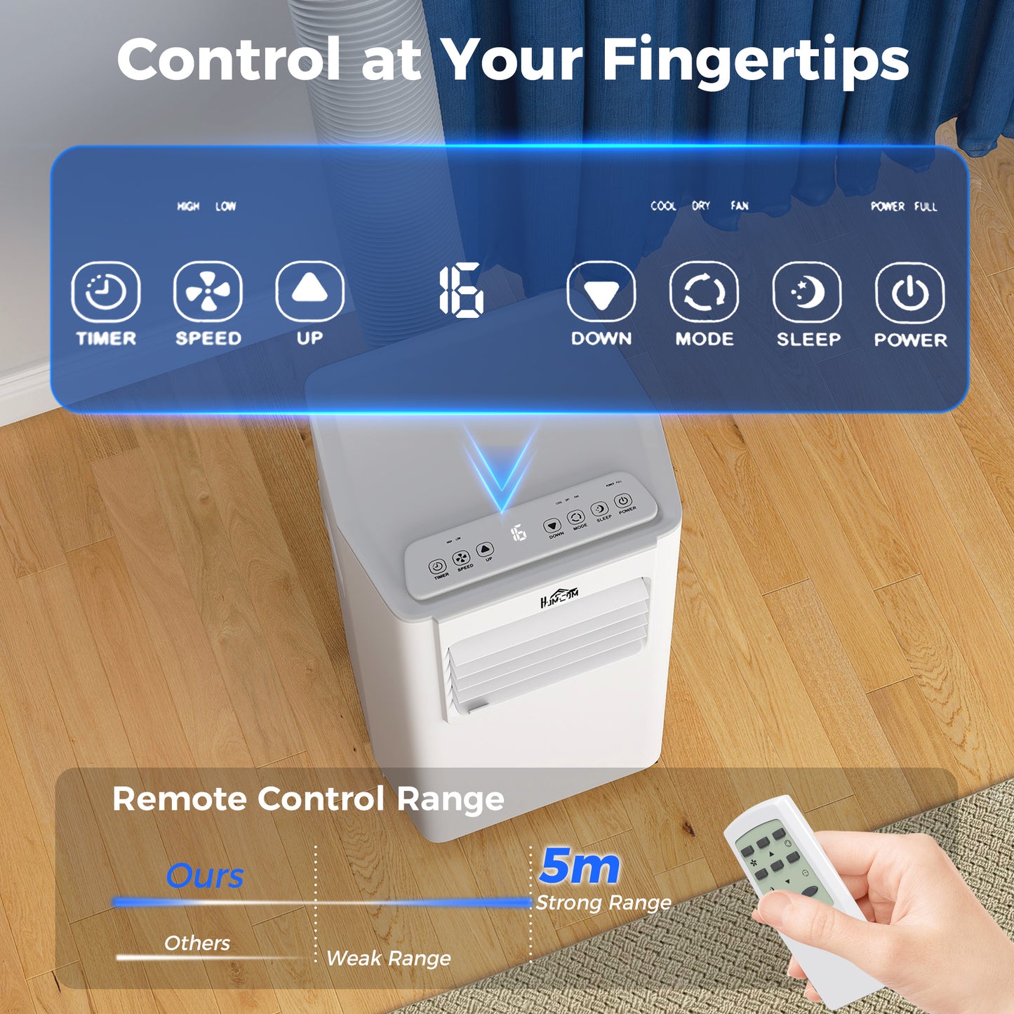 HOMCOM 5000 BTU Portable Air Conditioner, 4-in-1 Air Conditioning Unit, Dehumidifier, Cooling, Fan, Sleep Mode, with Remote Control, 2 Speeds, 24H Timer, Window Venting Kit, 12mÂ²