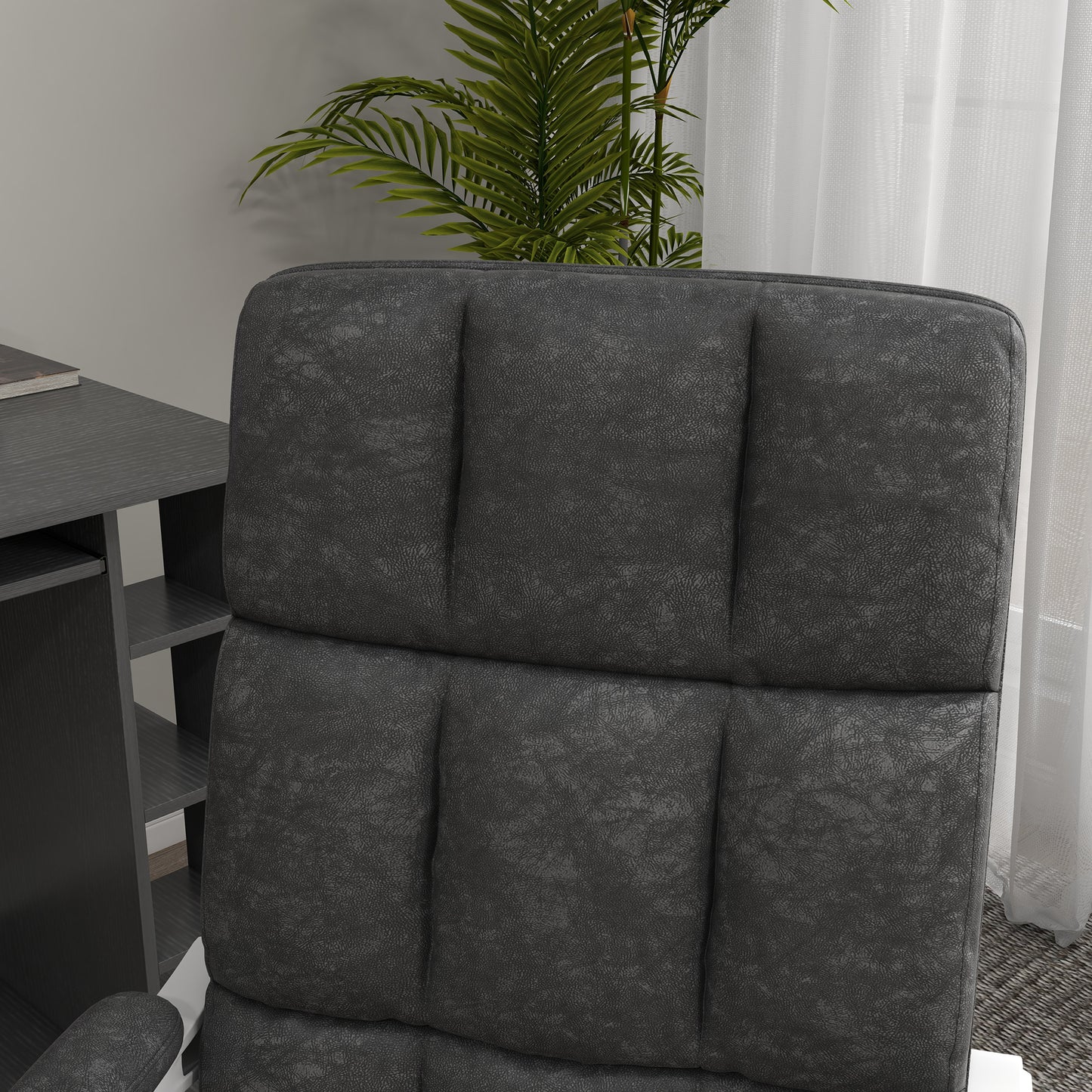 Vinsetto Massage Office Chair, Ergonomic Desk Chair, Comfy Work Study Chair with Heat, Padded Seat, 135Â° Reclining Back and Footrest for Home Office, Charcoal Grey