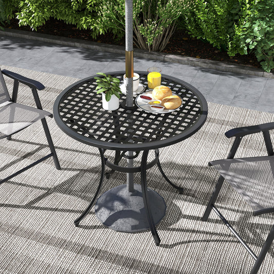 Outsunny Round Aluminium Table, with 50mm Parasol Hole
