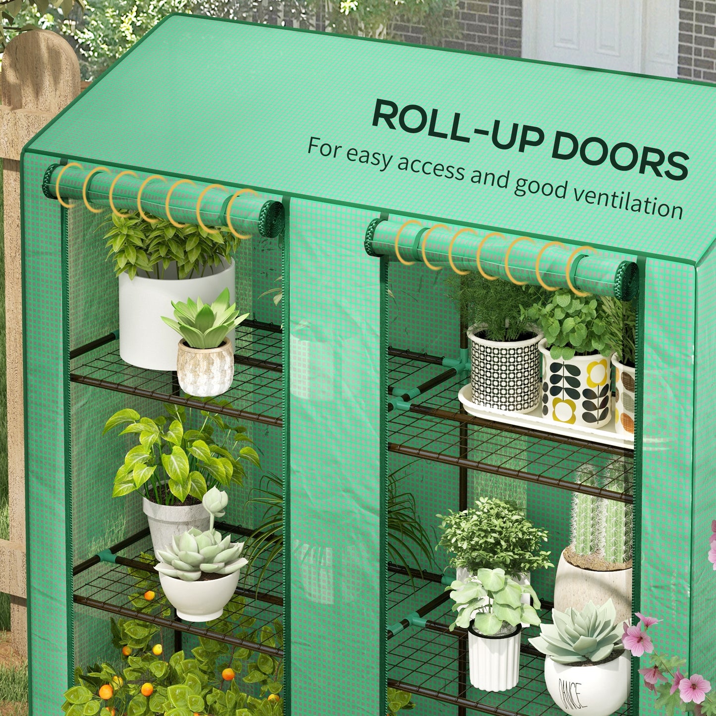 Outsunny 46 x 143cm Three-Shelf Mini Greenhouse - Green