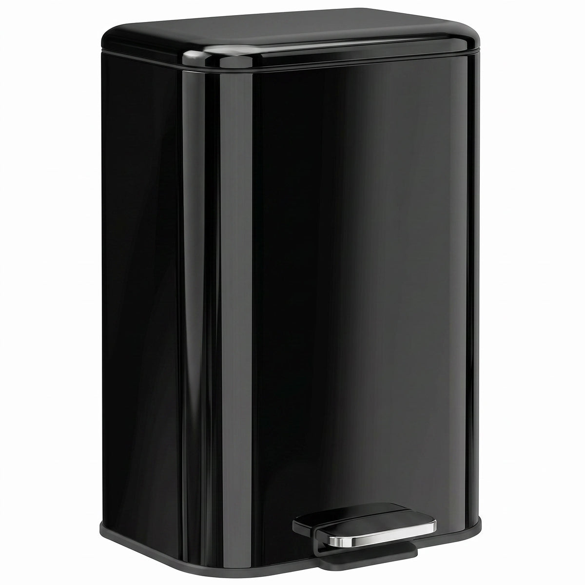 HOMCOM 20 L Kitchen Pedal Bin, Metal Rubbish Bin with Removable Inner Bucket, Soft-Close & Stay-Open Lid, High Gloss Black Default Title