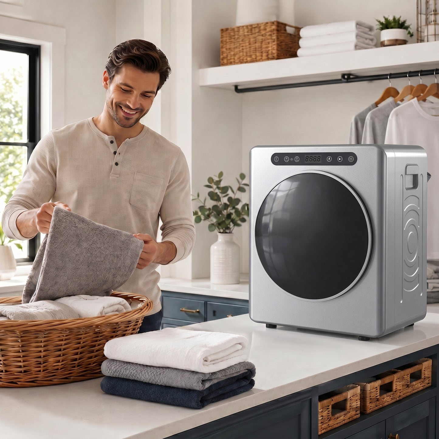 HOMCOM 5kg Compact 40-60â„ƒ  Tumble Dryer - Silver Tone