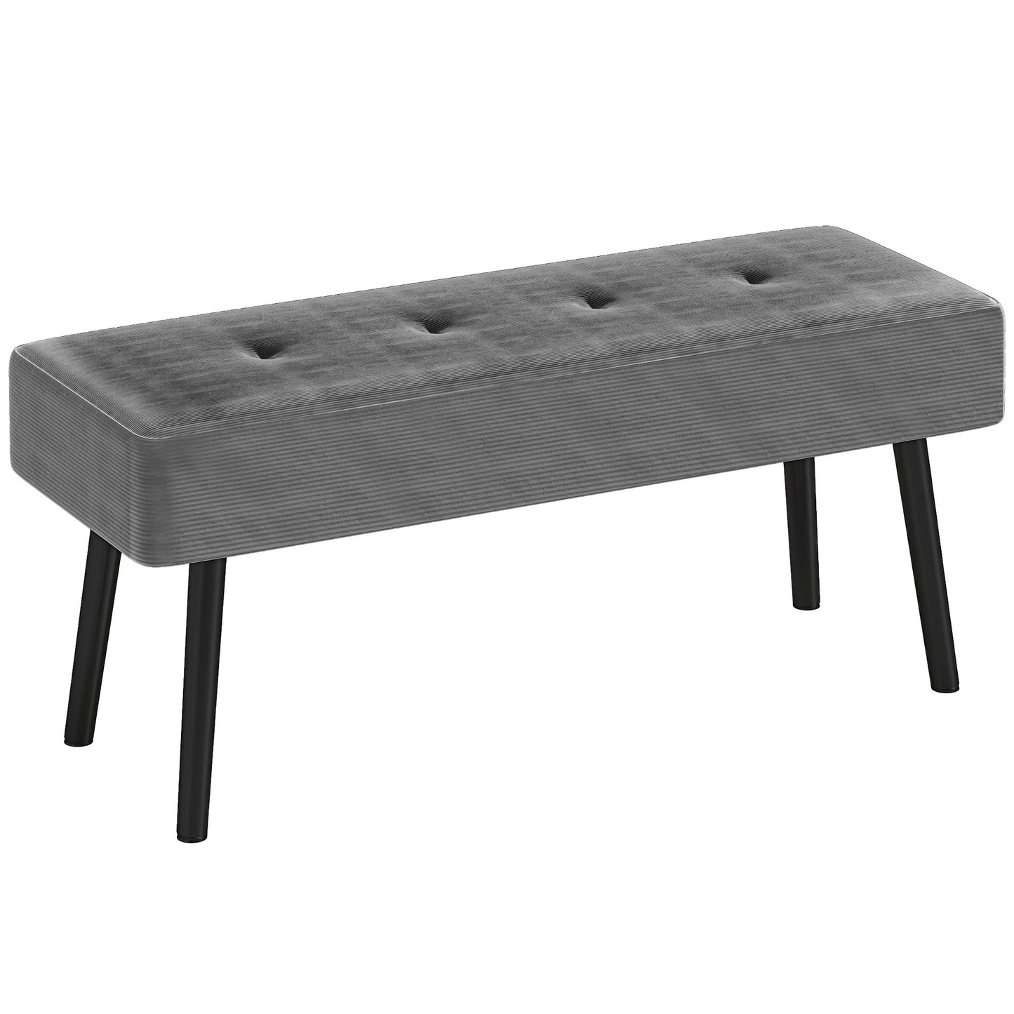 HOMCOM End of Bed Bench, Corduroy Bedroom Bench with Thick Padding and Steel Legs, Tufted Window Seat for Entryway, Living Room, Grey Default Title