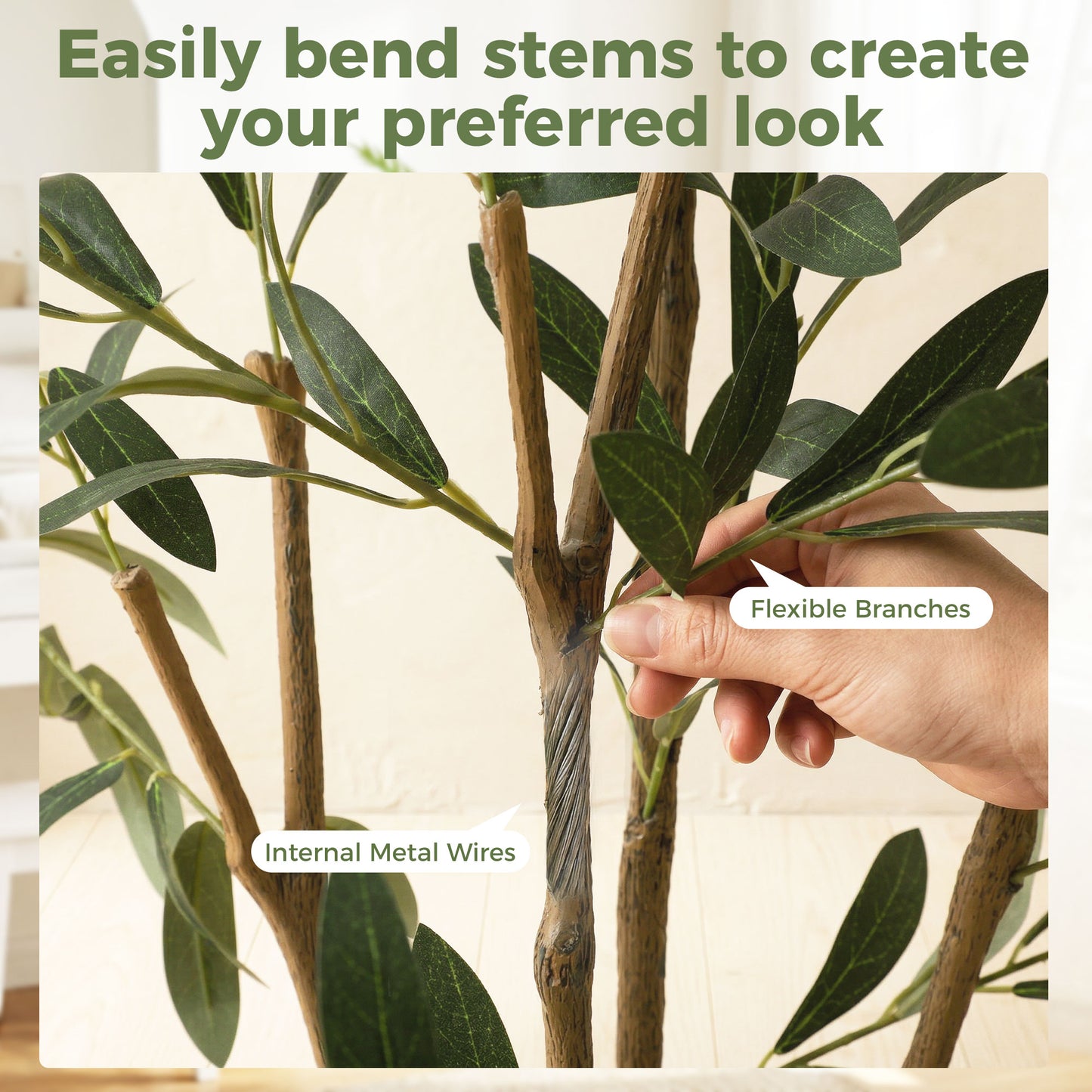 HOMCOM Decorative Artificial Plant, 148 cm Silk Olive Tree with 553 Leaves in Cement Pot, Fake Plant