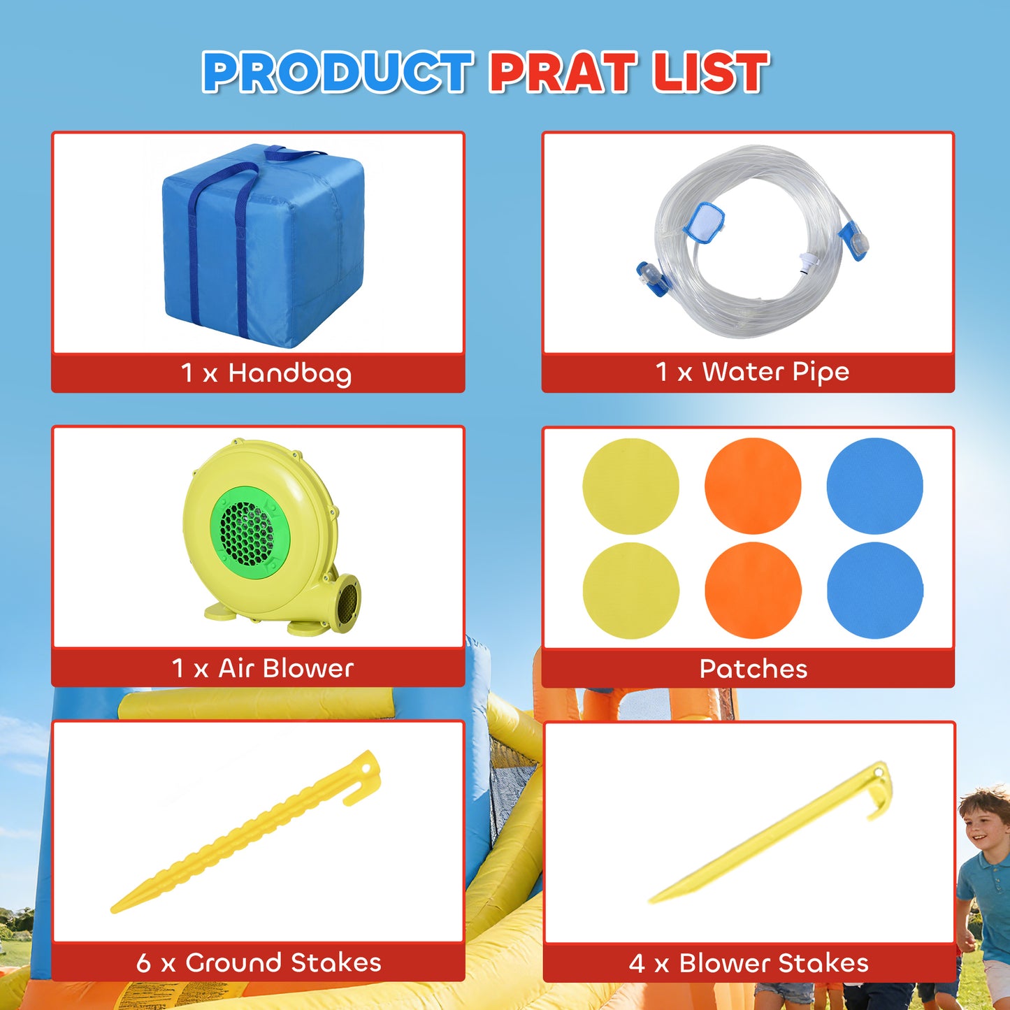 AIYAPLAY 5 in 1 Bouncy Castle for Children, Inflatable Bounce House with Dual Slides, Pool, Climbing Wall, Water Cannons, Blower