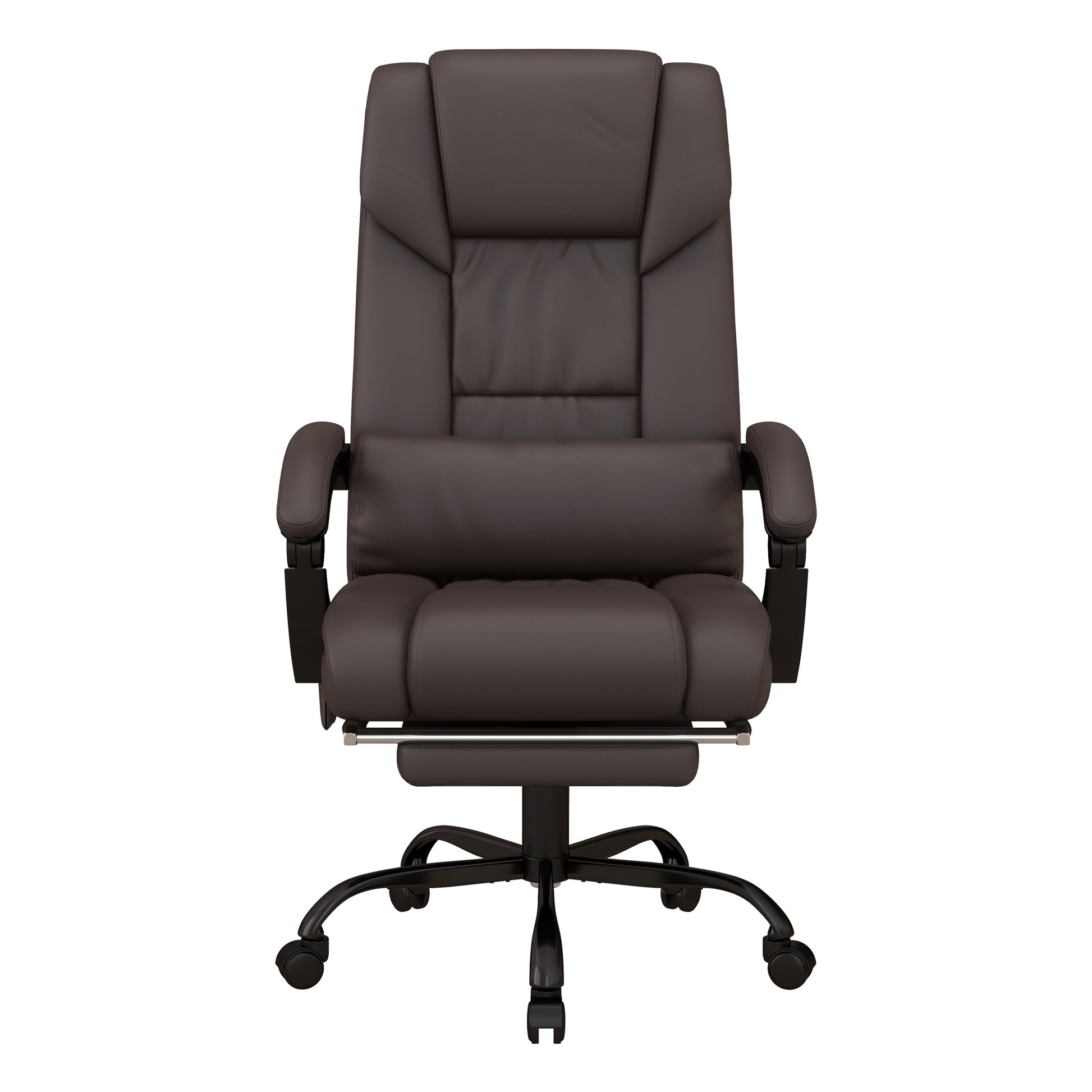Vinsetto 6-Point Massage Office Chair, PU Leather Desk Chair with Adjustable Height and Footrest for Home Office, Brown