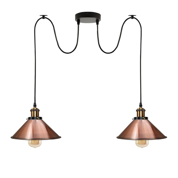 Copper 2 Way Retro Industrial Ceiling E27 Hanging Lamp Pendant Light~3494