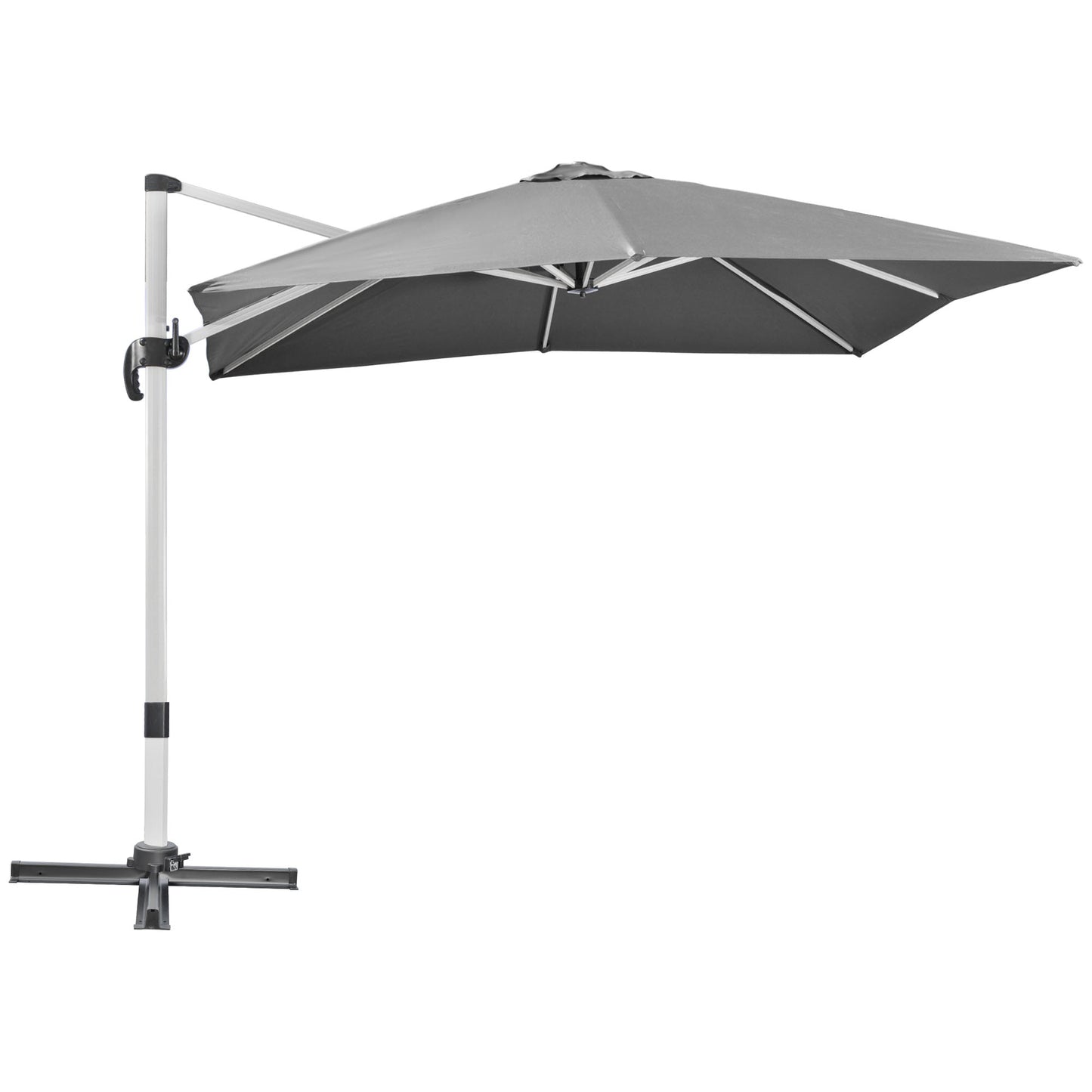 Outsunny 3 x 3(m) Cantilever Roma Parasol, Square Garden Umbrella with Cross Base, Crank Handle, Tilt, 360Â° Rotation and Aluminium Frame, Grey